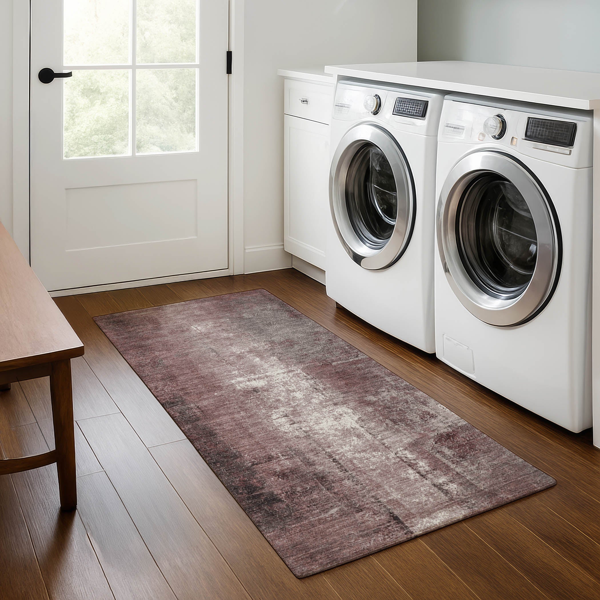 Mdina Machine Washable Transitional Blush Pink Rug 2'3" x 7'6" #shape_Runner