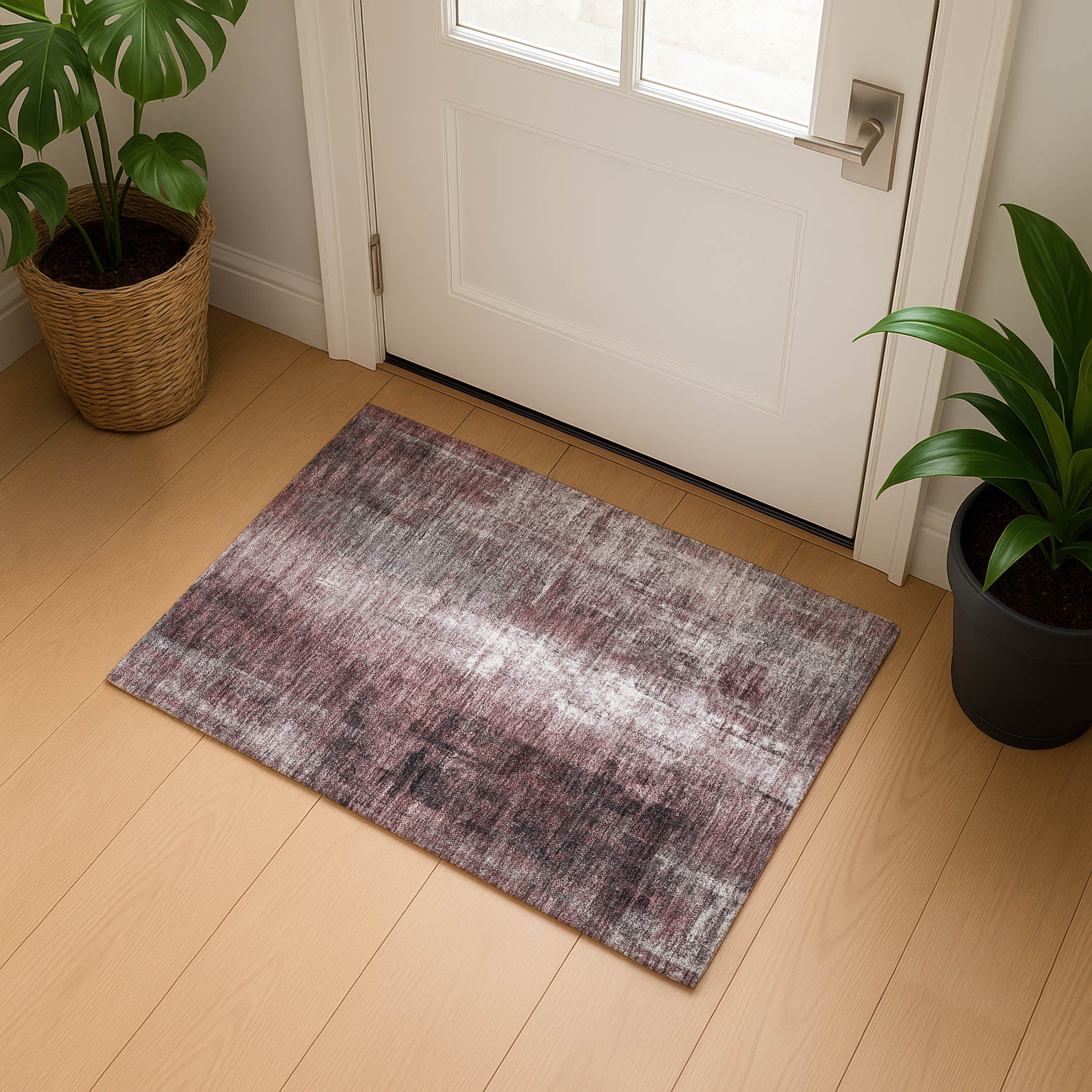 Mdina Machine Washable Transitional Blush Pink Rug 1'8" x 2'6" #shape_Rectangle