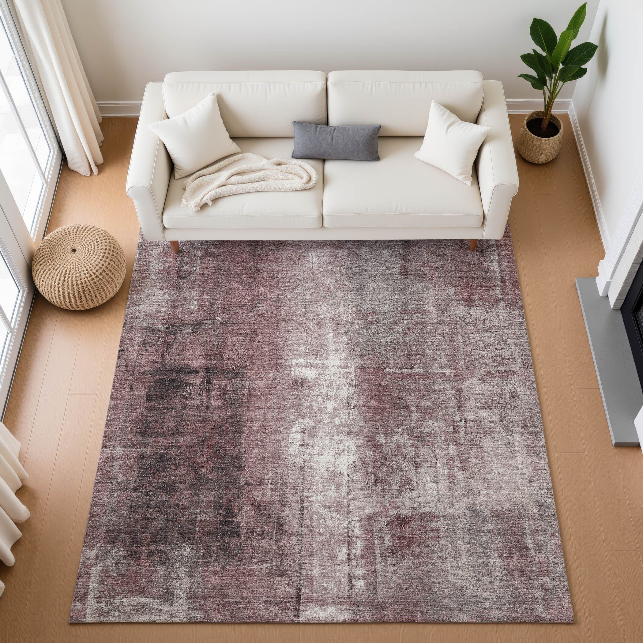 Mdina Machine Washable Transitional Blush Pink Rug 2'6" x 3'10" #shape_Rectangle