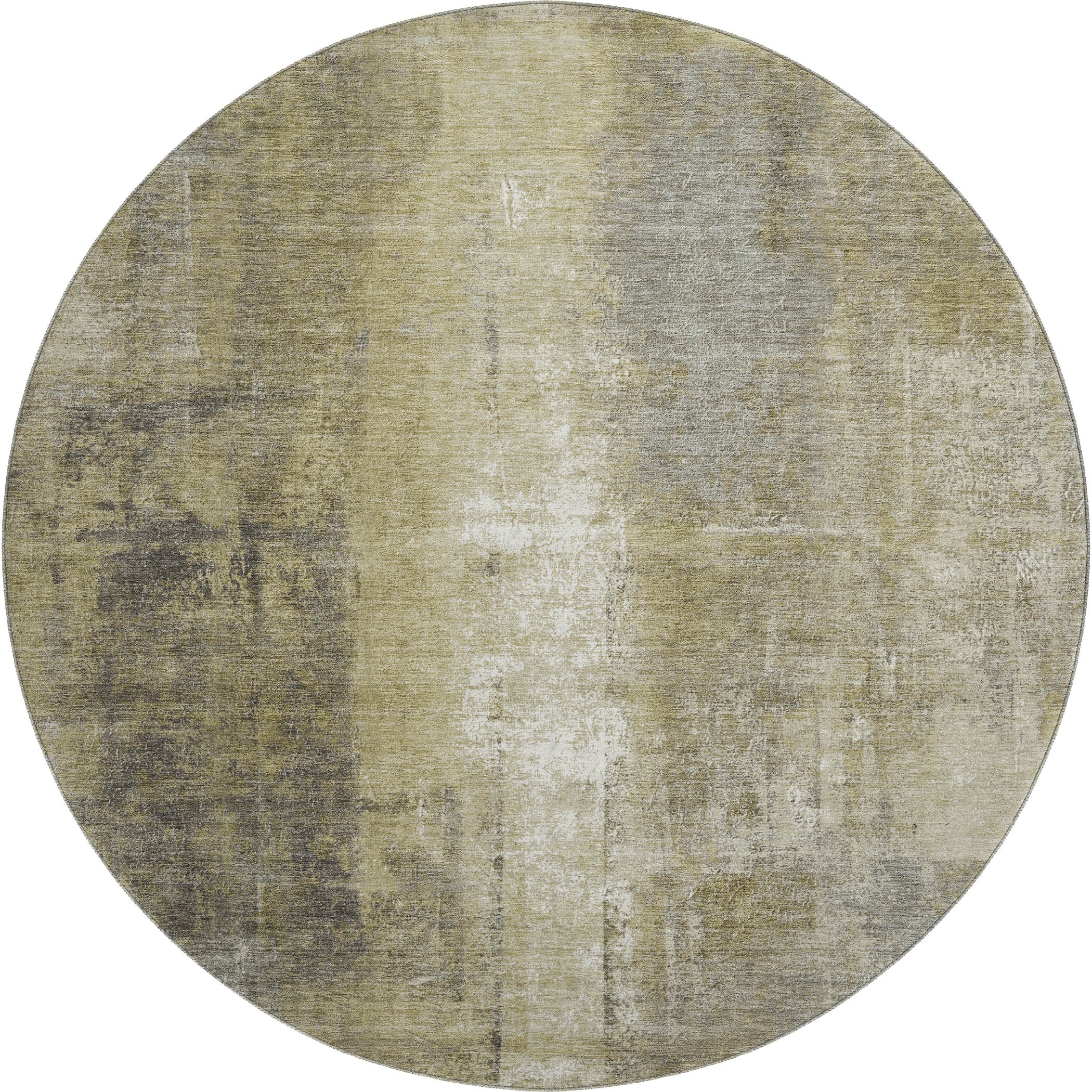 Mdina Machine Washable Transitional Gold Rug 8' x 8' #shape_Round