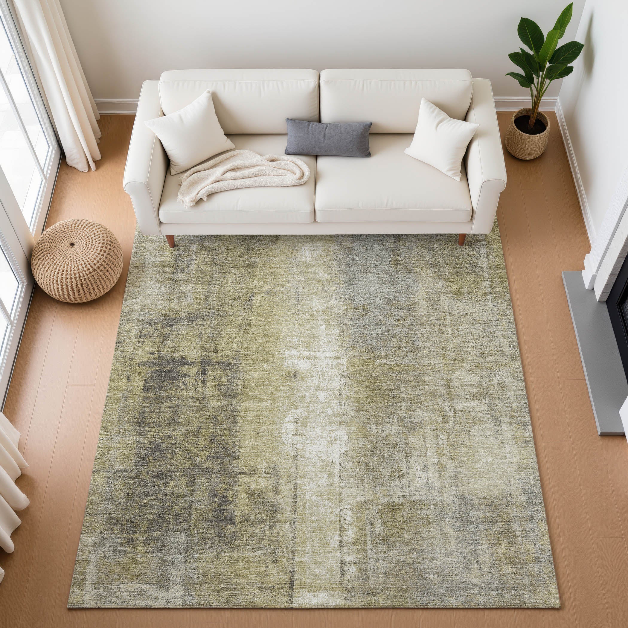 Mdina Machine Washable Transitional Gold Rug 2'6" x 3'10" #shape_Rectangle