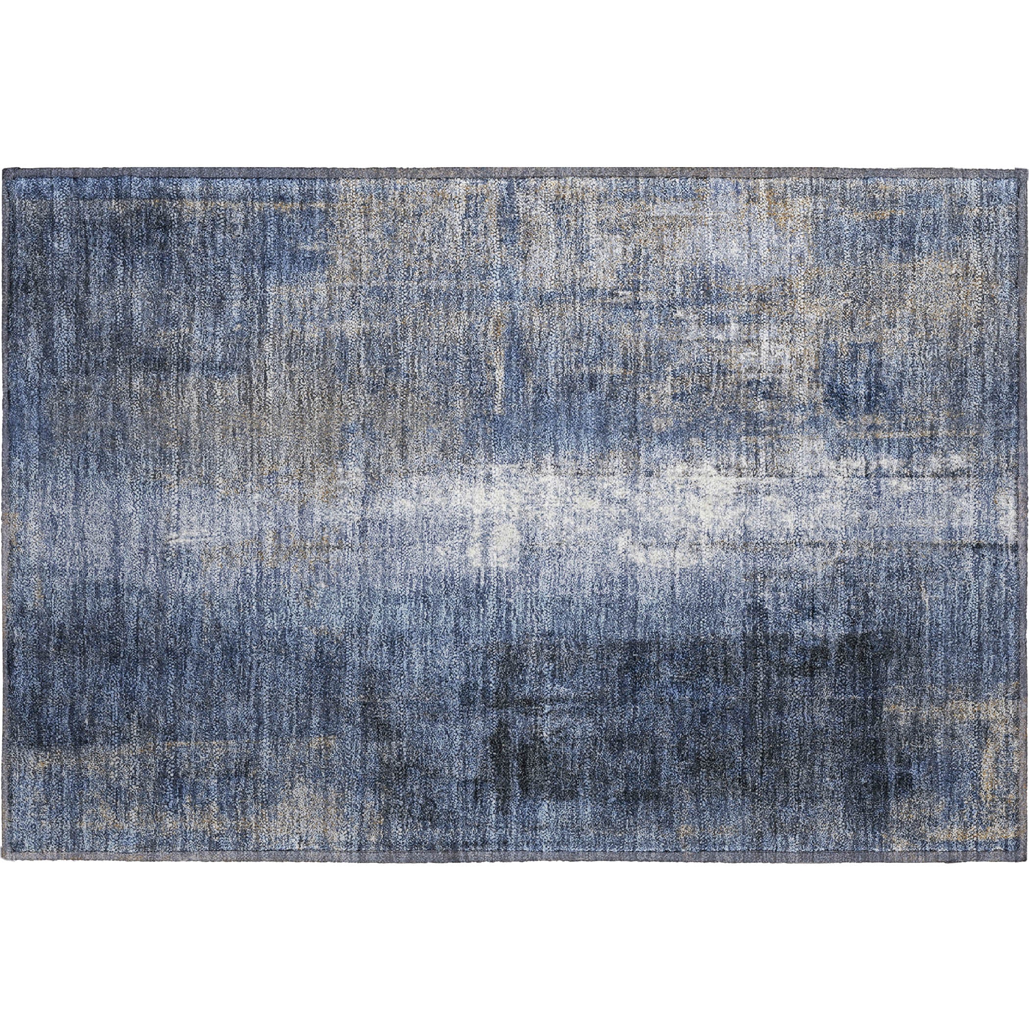 Mdina Machine Washable Transitional Navy Blue Rug 1'8" x 2'6" #shape_Rectangle