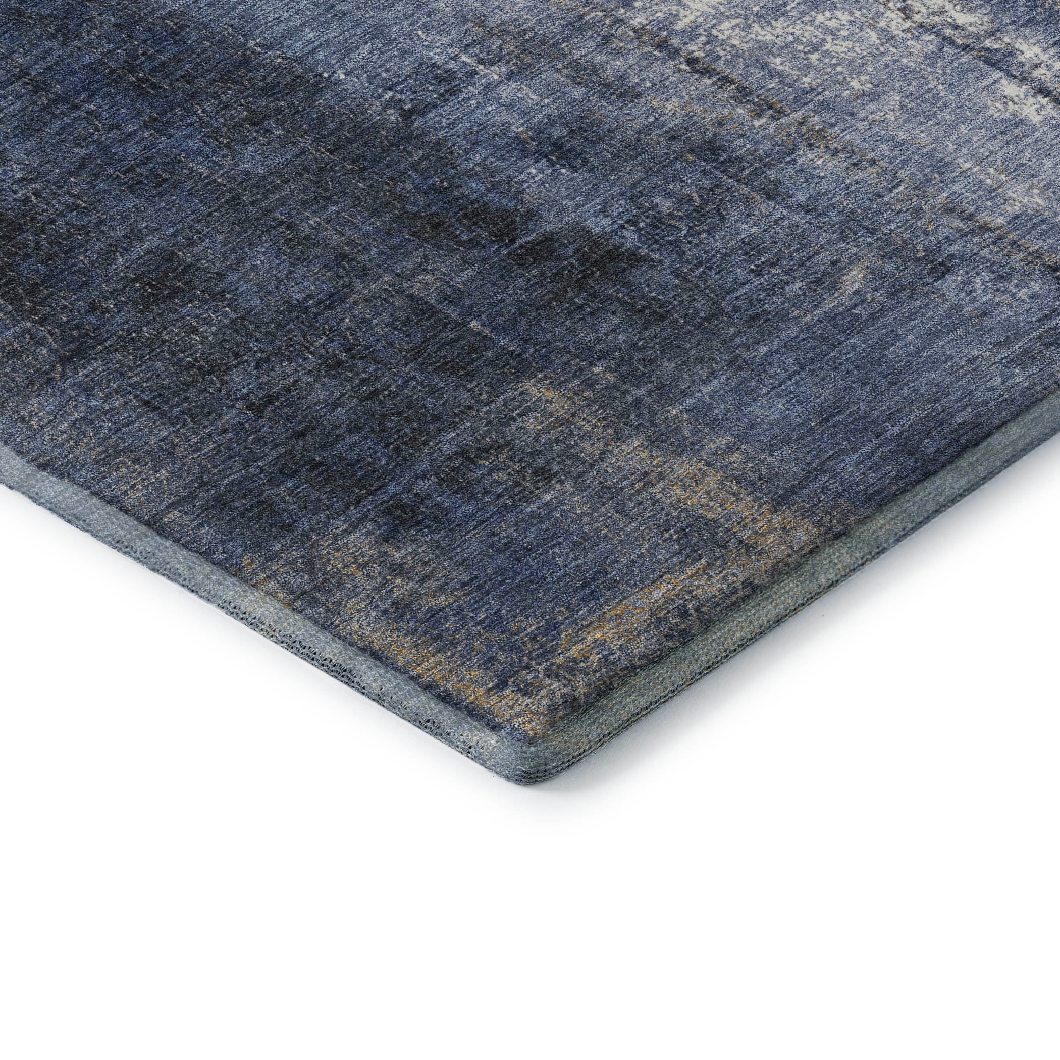 Mdina Machine Washable Transitional Navy Blue Rug 1'8" x 2'6" #shape_Rectangle
