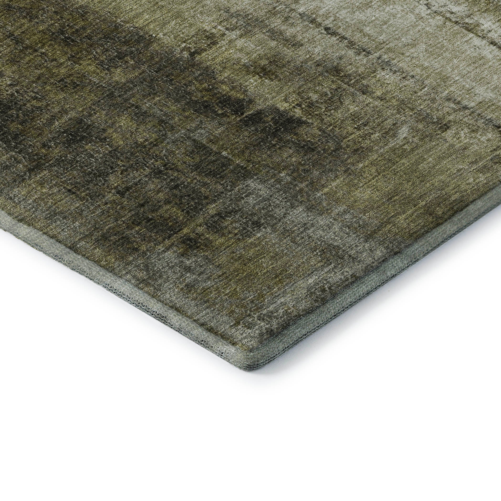 Mdina Machine Washable Transitional Olive Green Rug 1'8" x 2'6" #shape_Rectangle