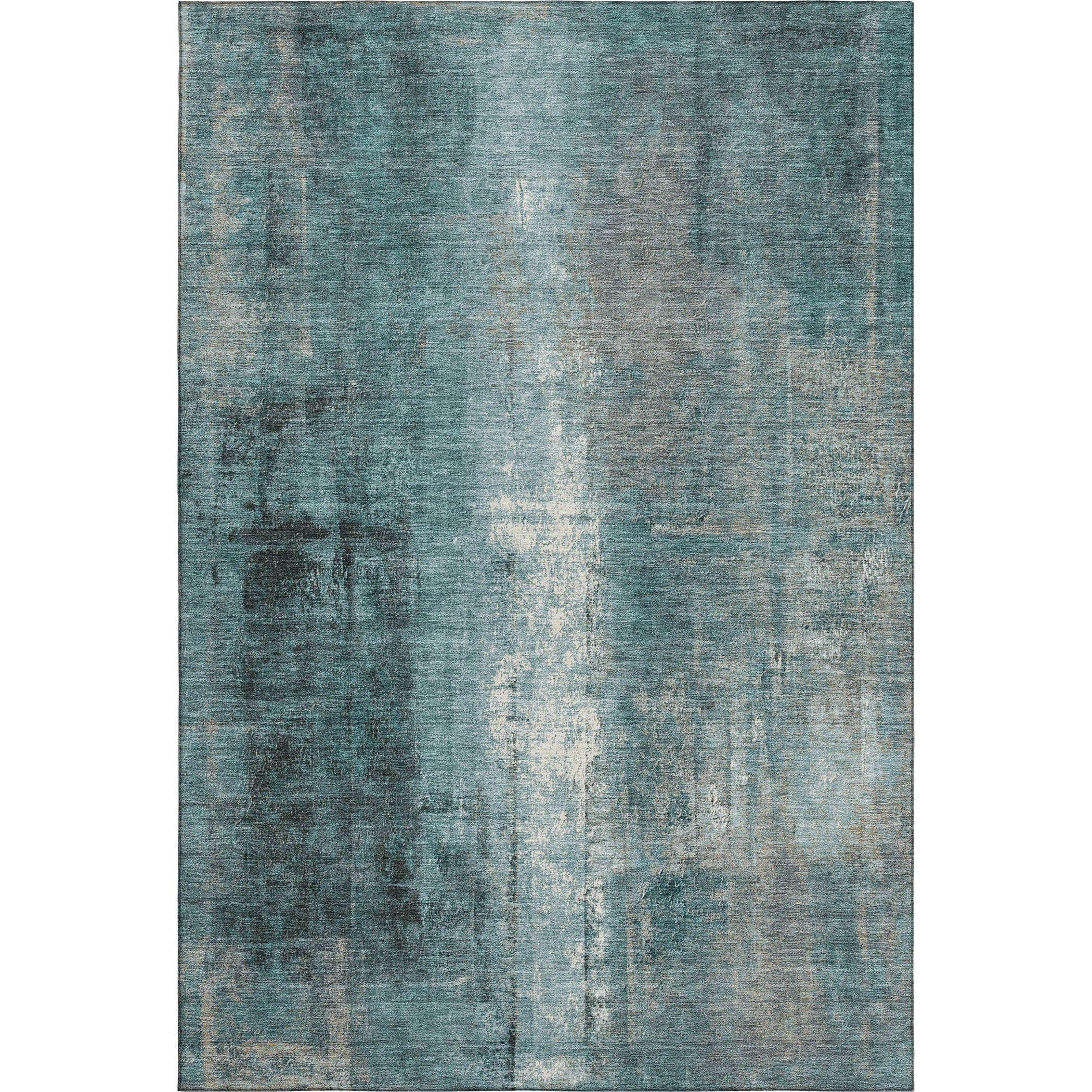 Mdina Machine Washable Transitional Teal Rug 2'6" x 3'10" #shape_Rectangle