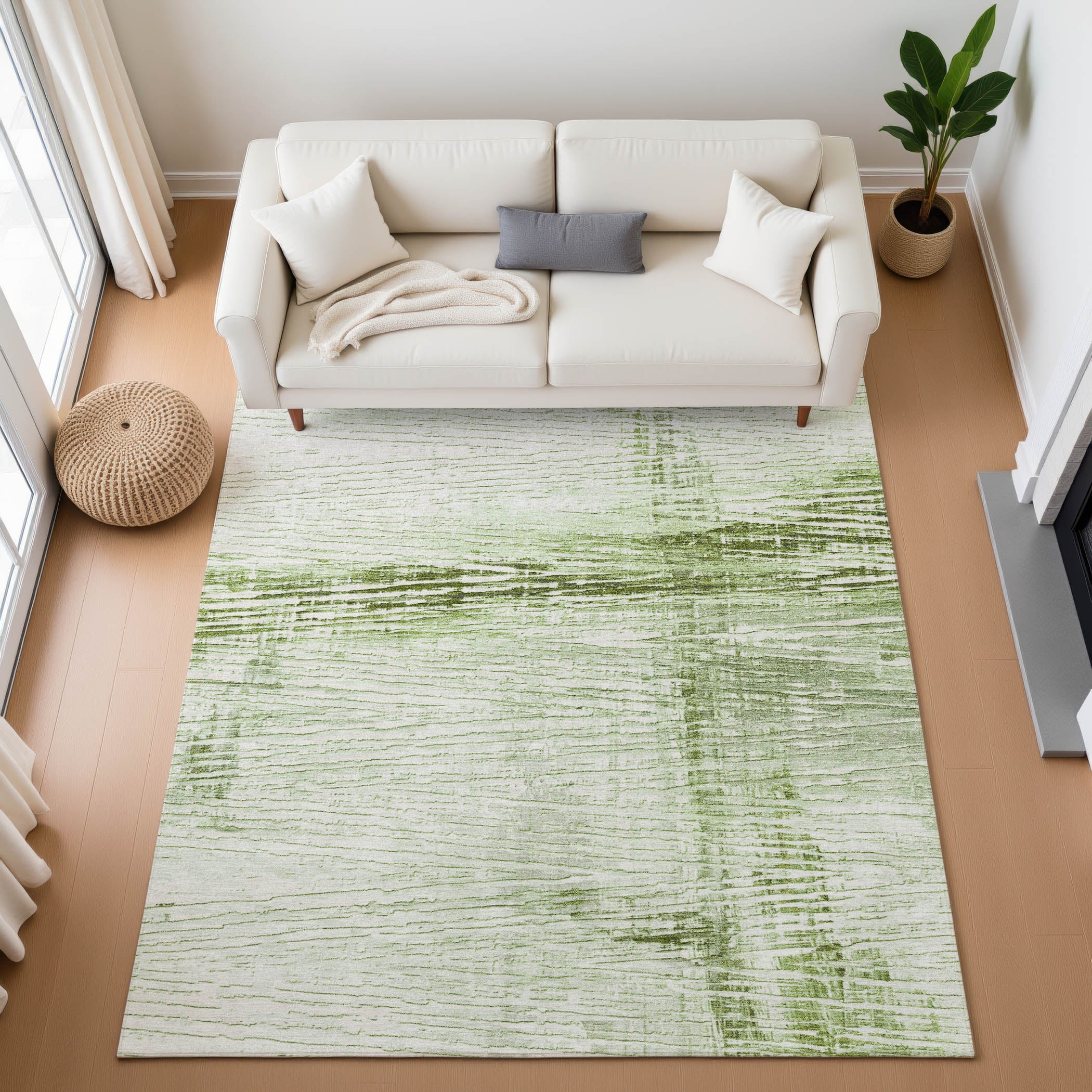 Dubrovnik Machine Washable Transitional Aloe Green Rug 2'6" x 3'10" #shape_Rectangle