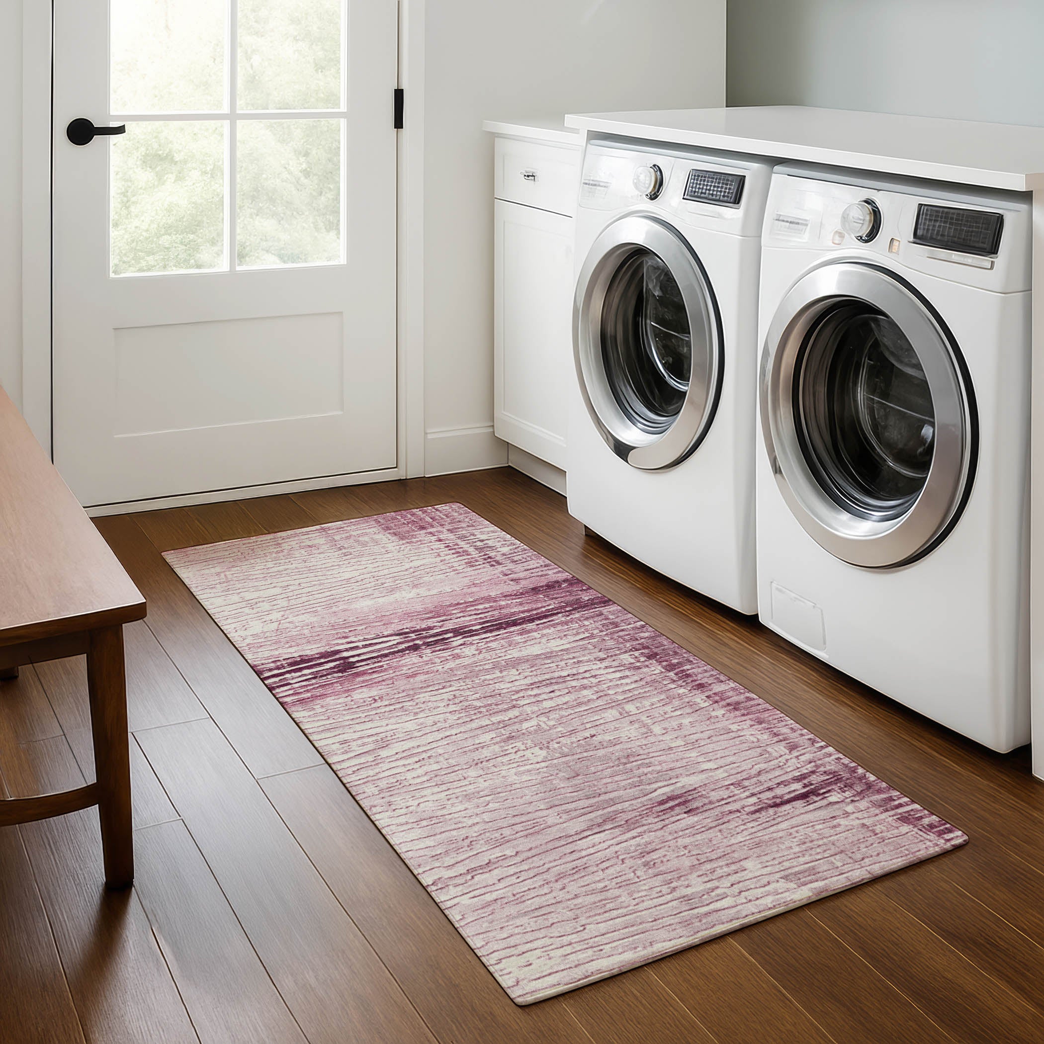 Dubrovnik Machine Washable Transitional Blush Pink Rug 2'3" x 7'6" #shape_Runner