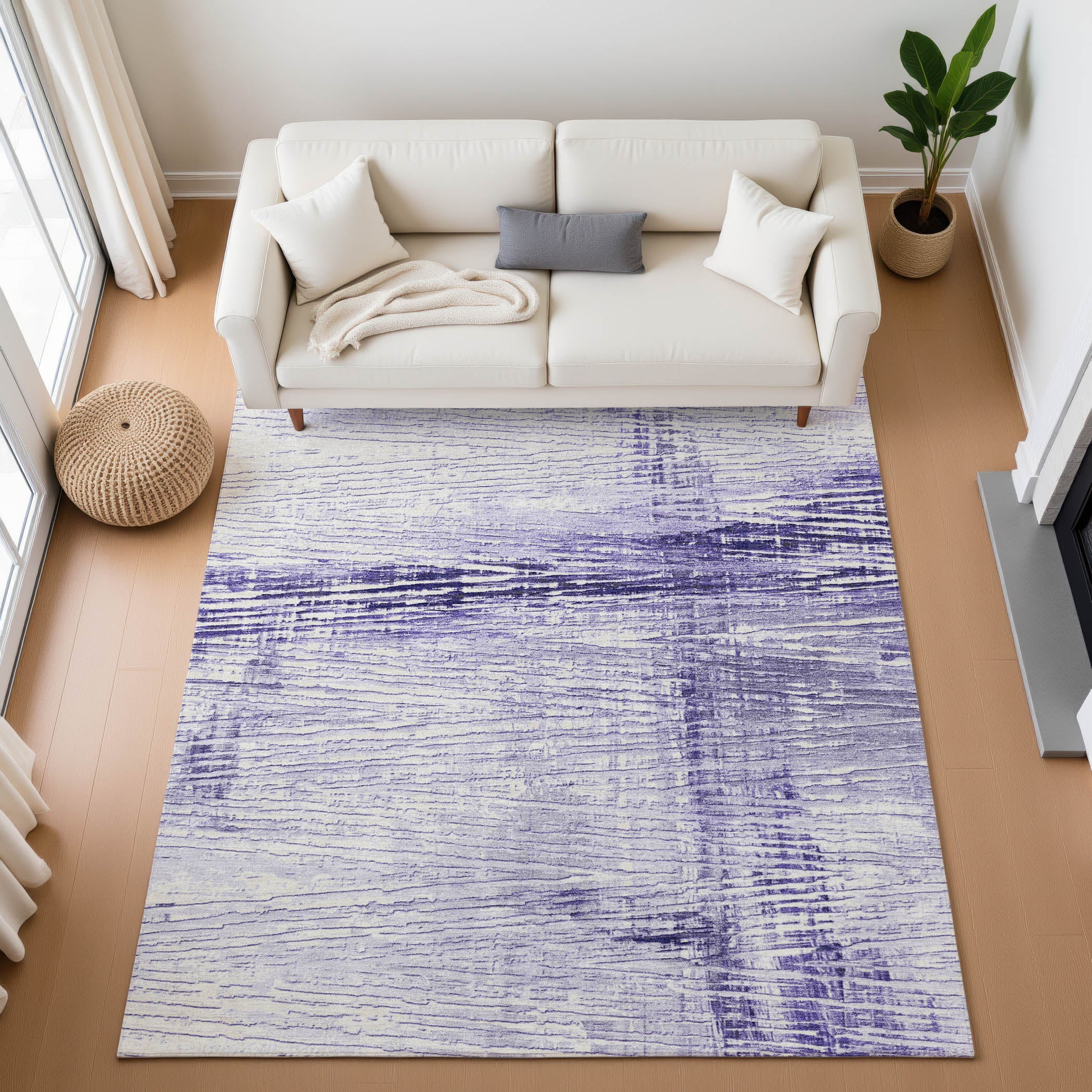 Dubrovnik Machine Washable Transitional Lavender Purple Rug 2'6" x 3'10" #shape_Rectangle