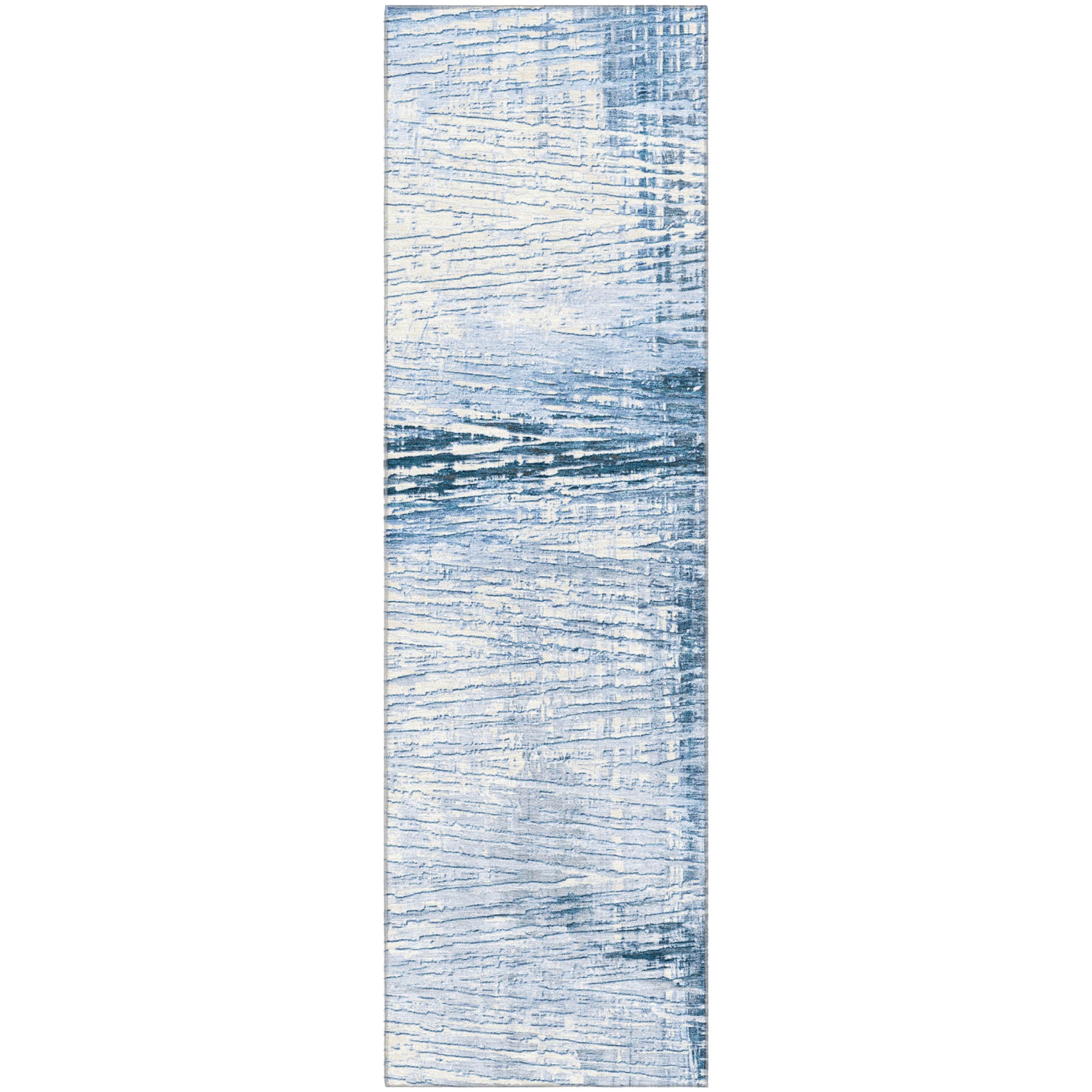 Dubrovnik Machine Washable Transitional Sky Blue Rug 2'3" x 7'6" #shape_Runner