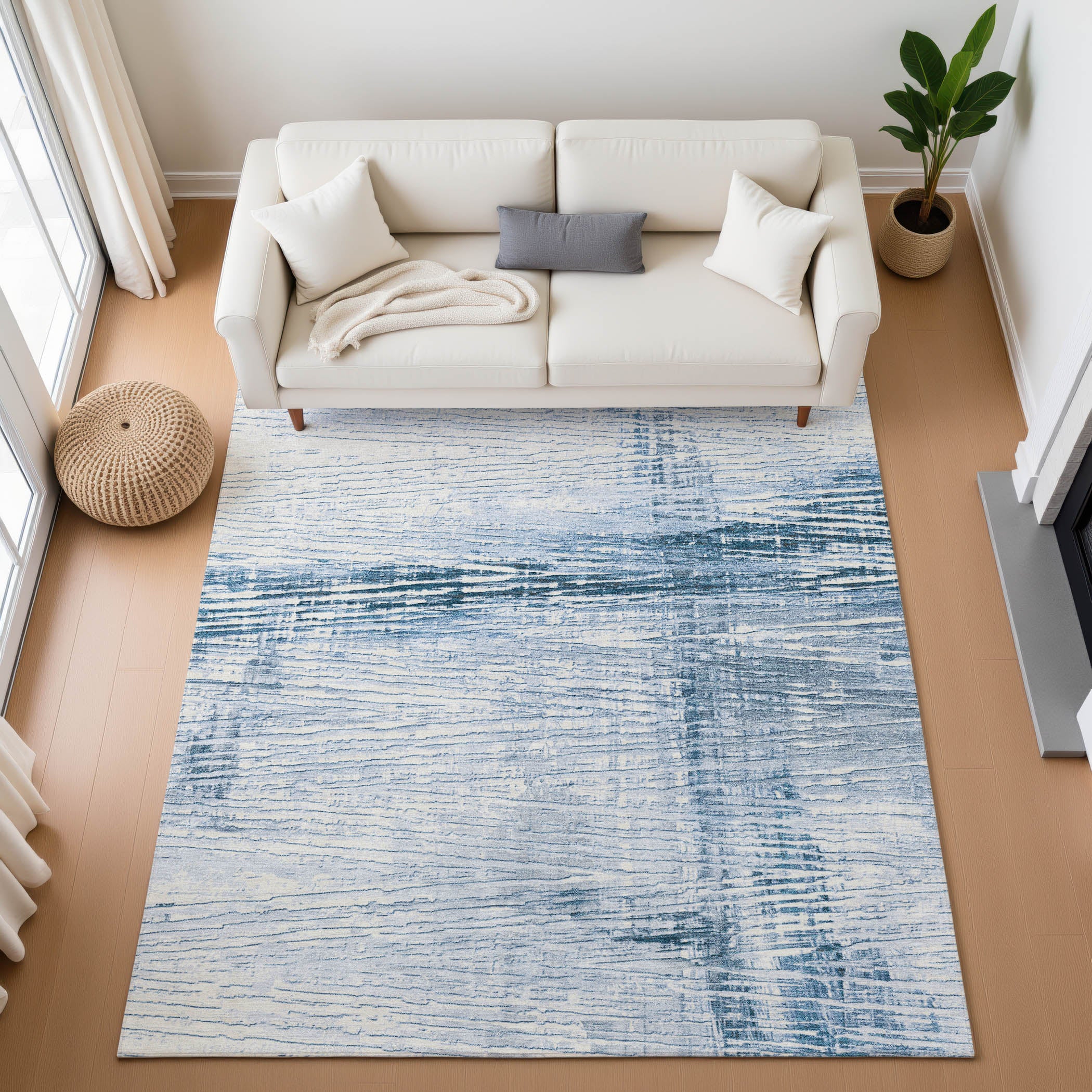 Dubrovnik Machine Washable Transitional Sky Blue Rug 2'6" x 3'10" #shape_Rectangle