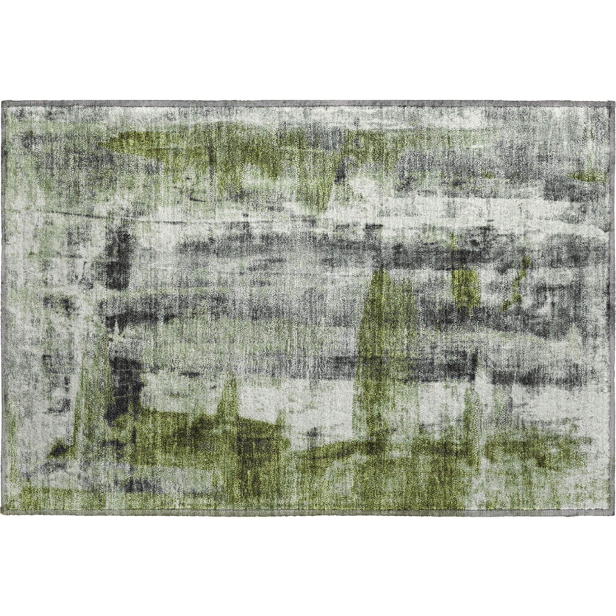 Salzburg Machine Washable Transitional Olive Green Rug 1'8" x 2'6" #shape_Rectangle