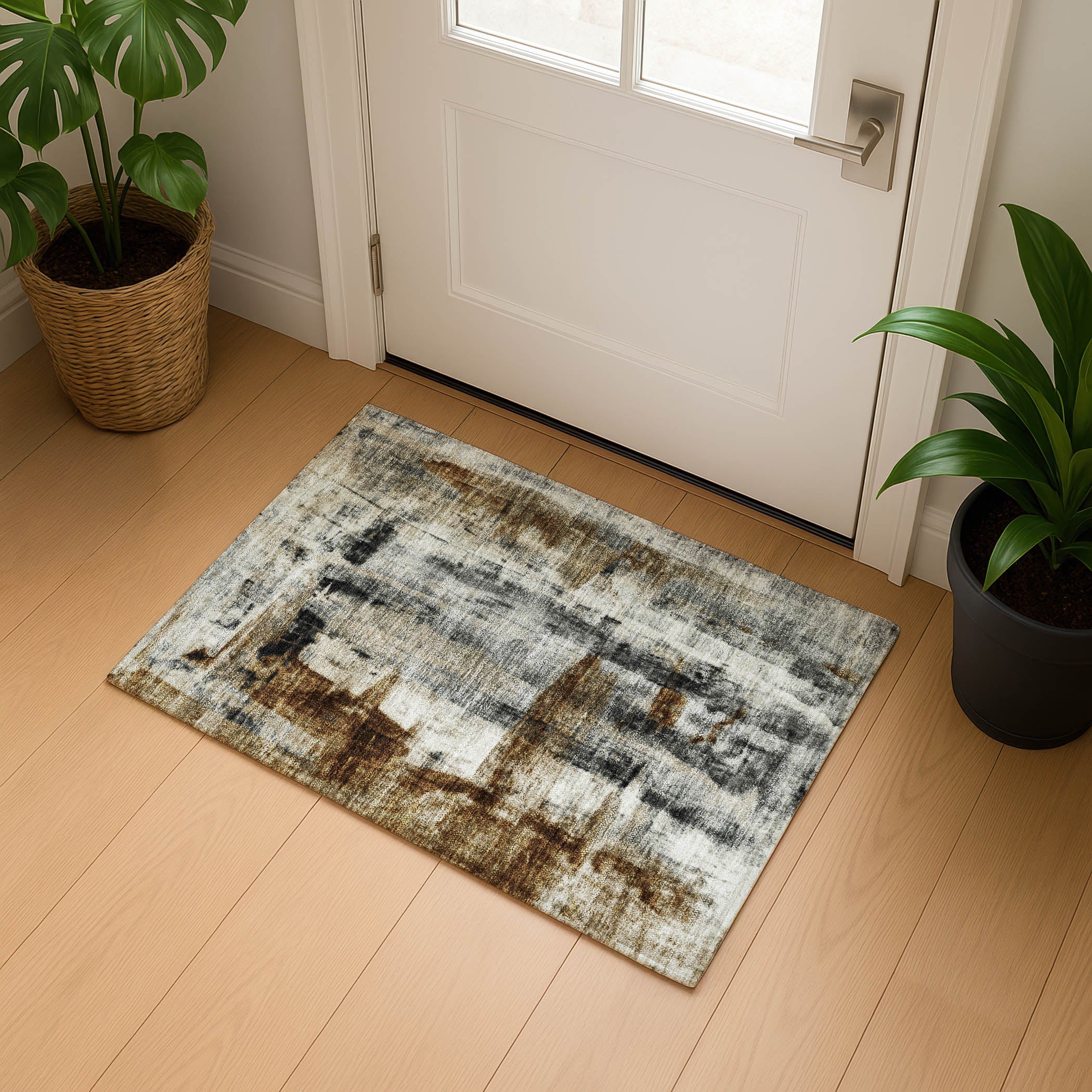 Salzburg Machine Washable Transitional Taupe Brown Rug 1'8" x 2'6" #shape_Rectangle