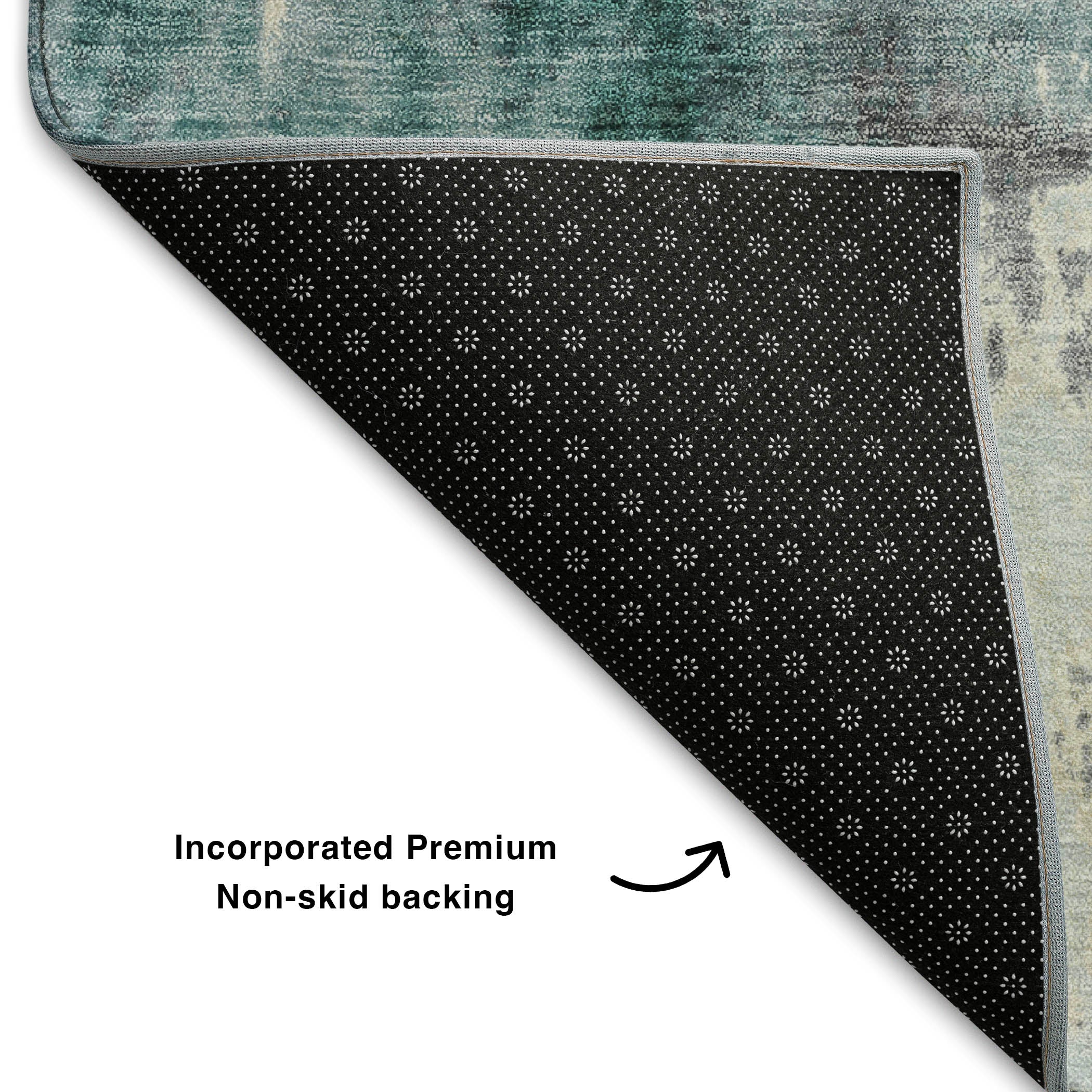 Salzburg Machine Washable Transitional Teal Rug 1'8" x 2'6" #shape_Rectangle