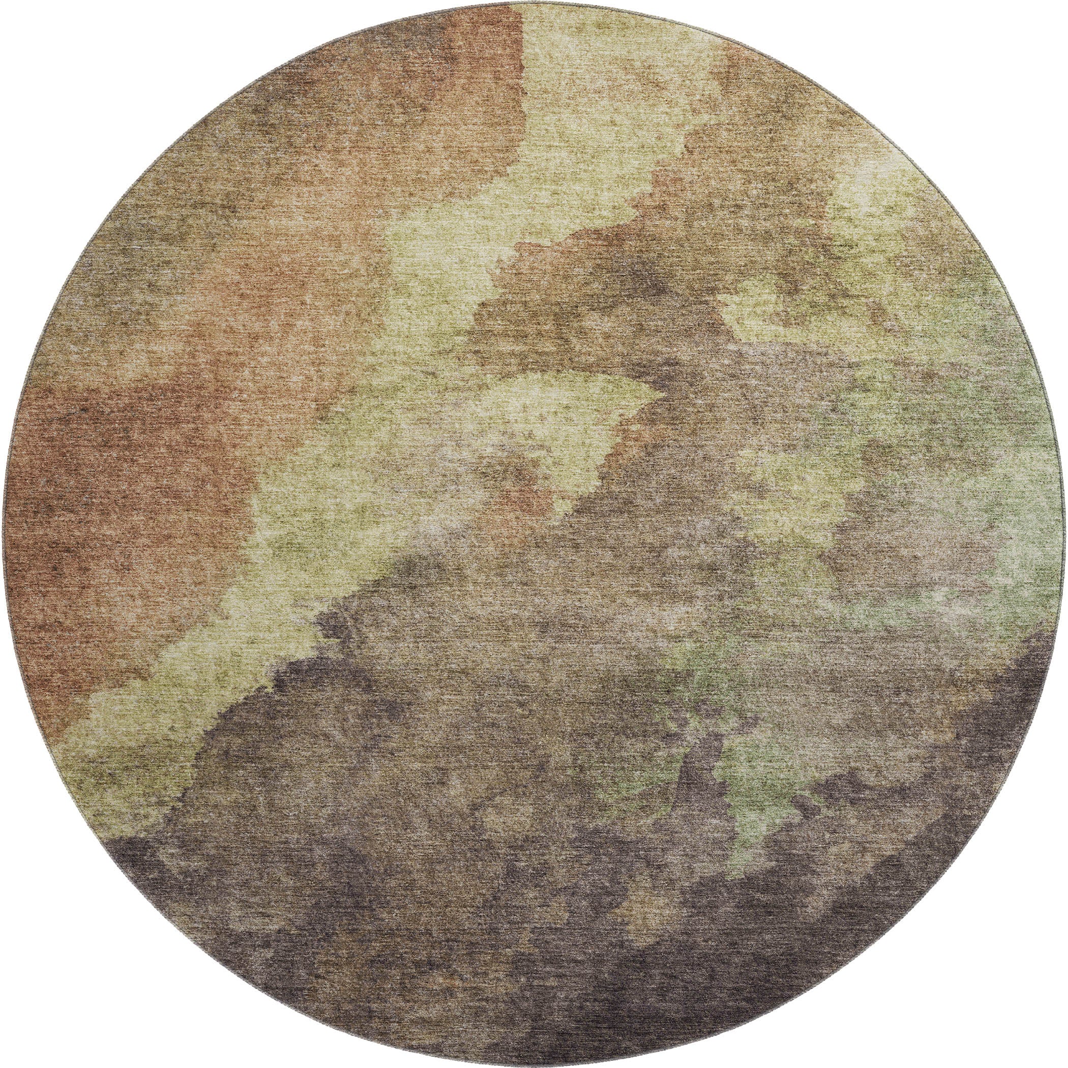 Baku Machine Washable Transitional Mocha Brown Rug 8' x 8' #shape_Round
