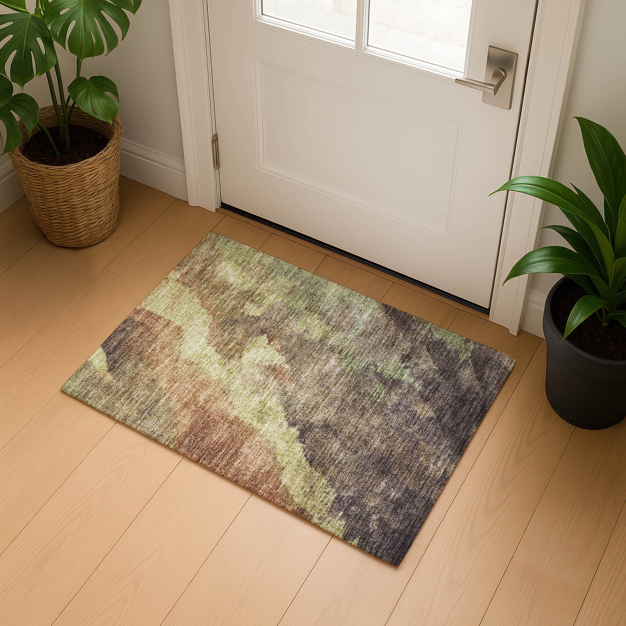 Baku Machine Washable Transitional Mocha Brown Rug 1'8" x 2'6" #shape_Rectangle