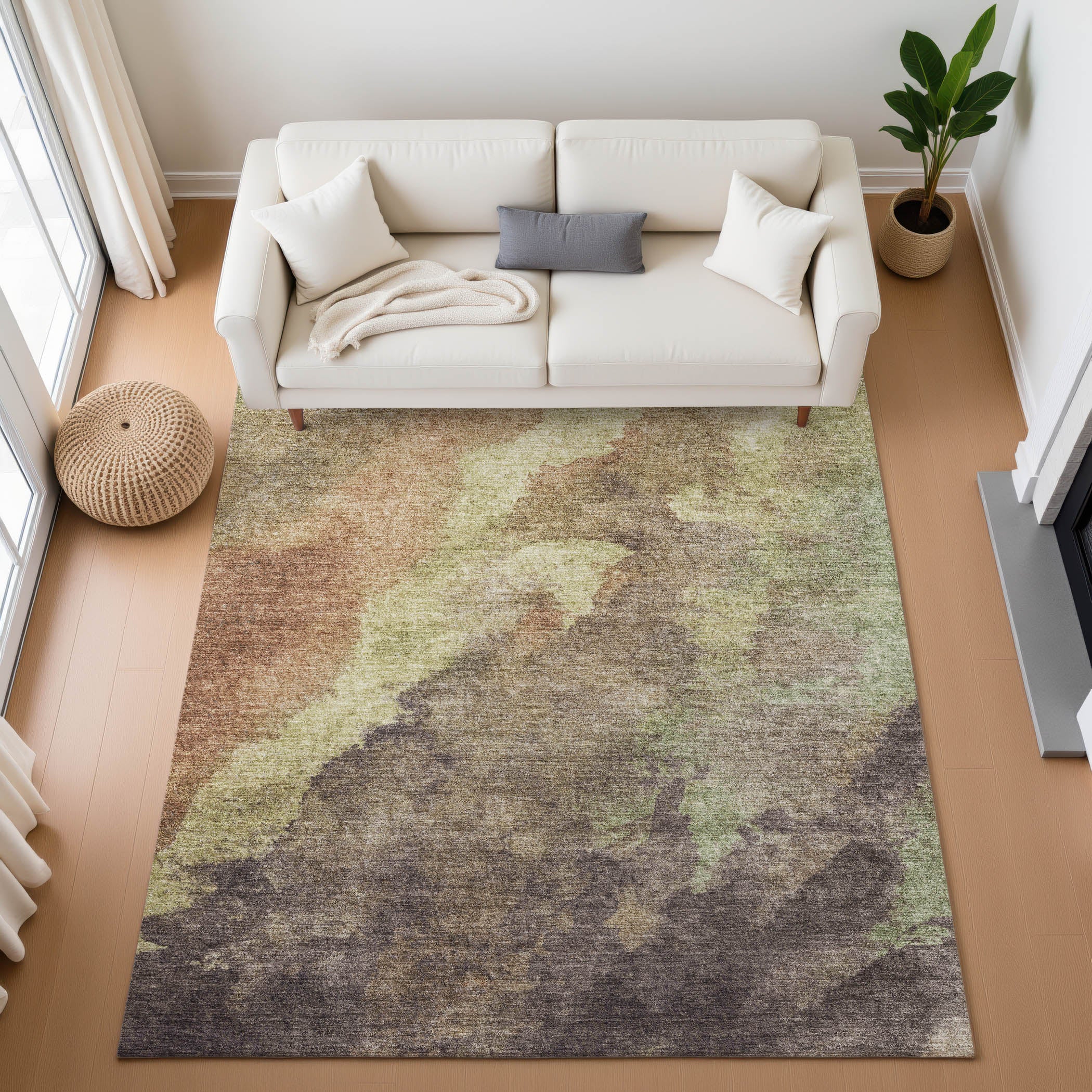 Baku Machine Washable Transitional Mocha Brown Rug 2'6" x 3'10" #shape_Rectangle