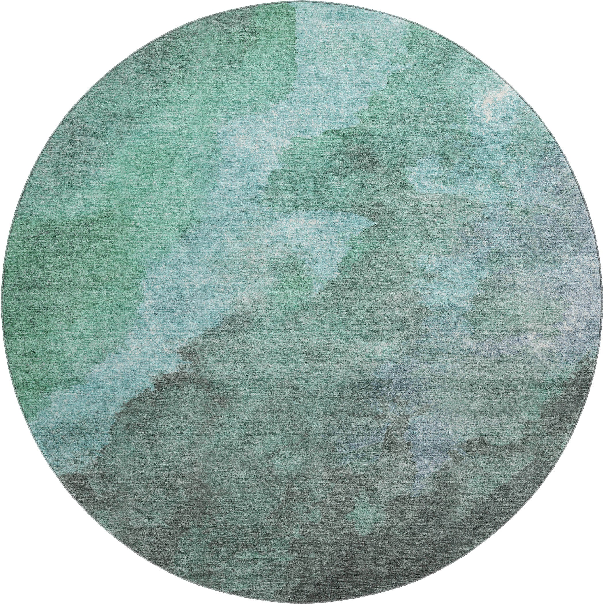 Baku Machine Washable Transitional Teal Rug 8' x 8' #shape_Round
