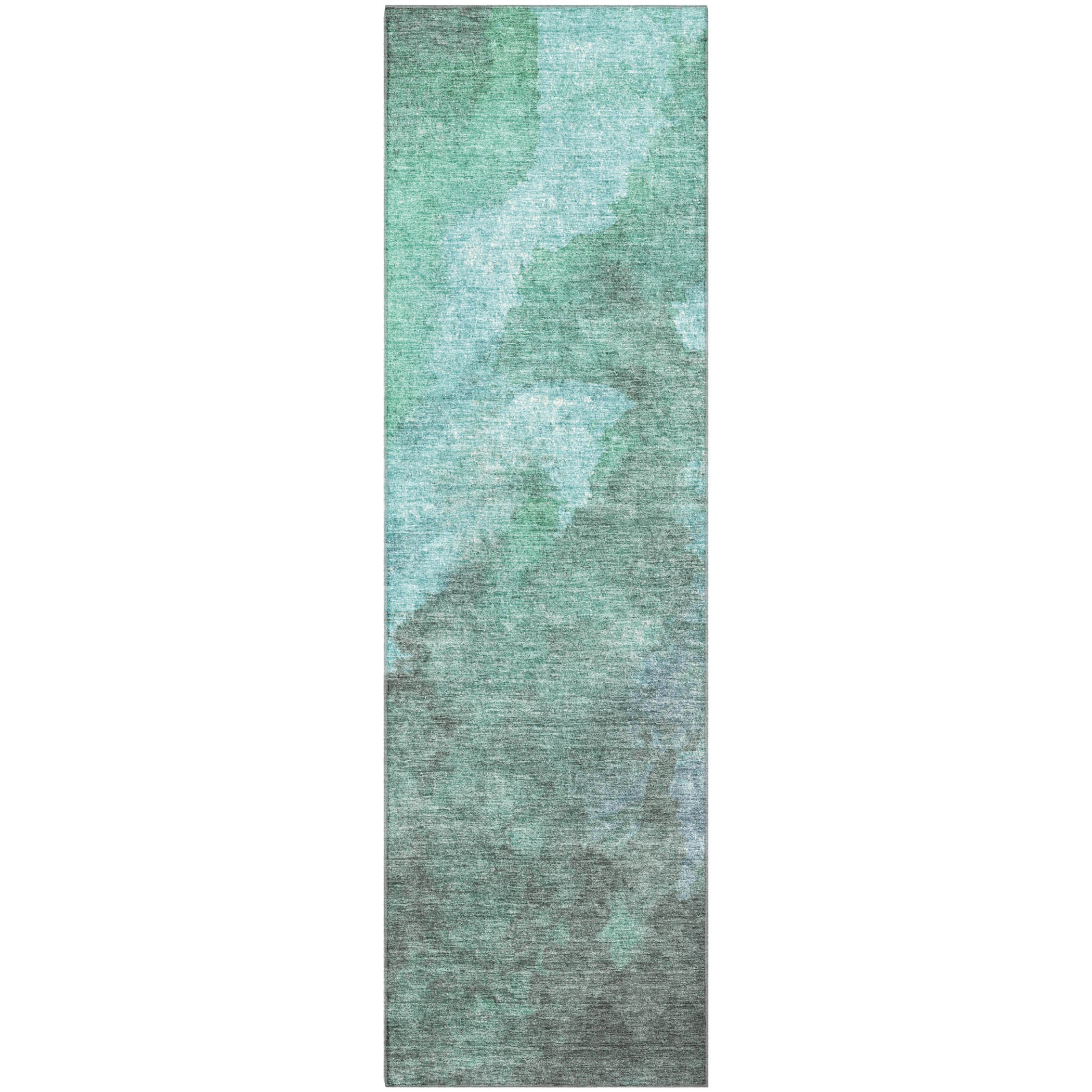 Baku Machine Washable Transitional Teal Rug 2'3" x 7'6" #shape_Runner