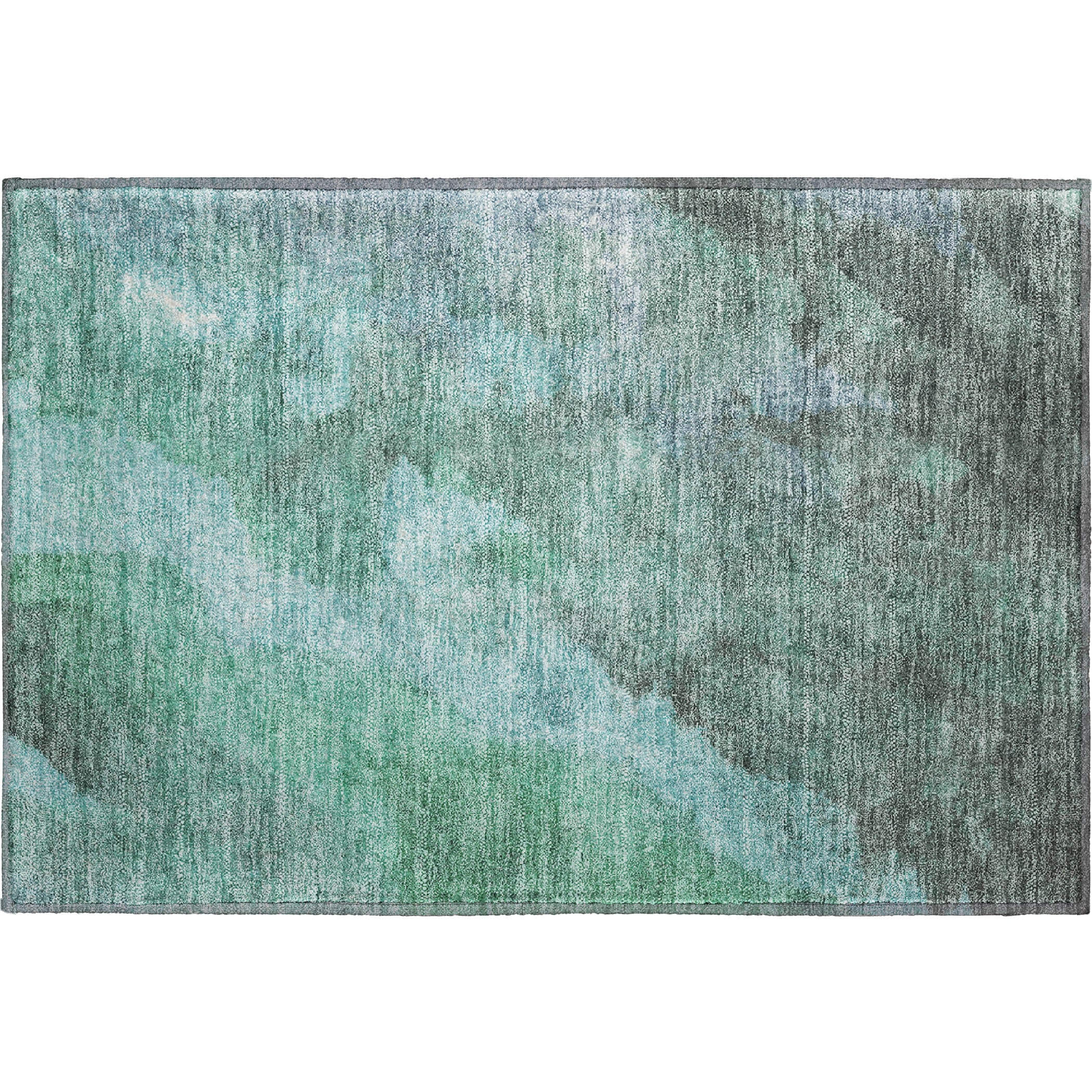 Baku Machine Washable Transitional Teal Rug 1'8" x 2'6" #shape_Rectangle