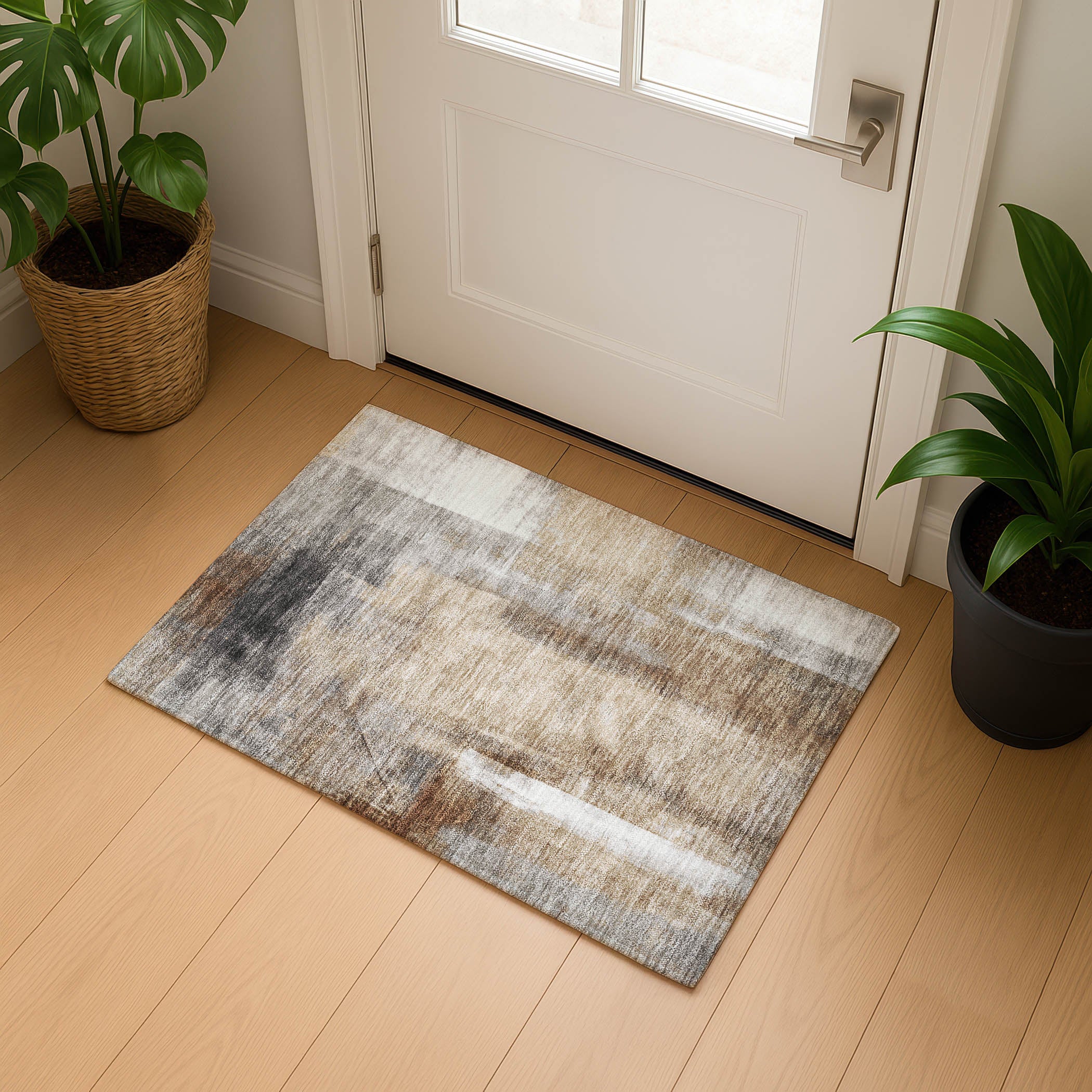 Salzburg Machine Washable Transitional Beige Brown Rug 1'8" x 2'6" #shape_Rectangle