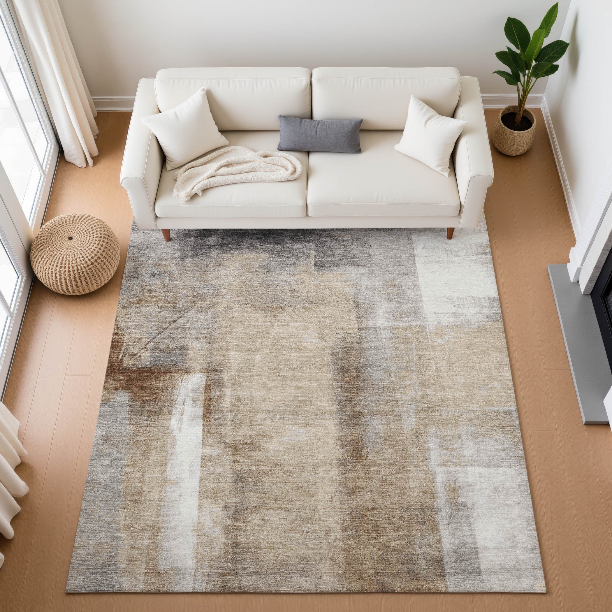 Salzburg Machine Washable Transitional Beige Brown Rug 2'6" x 3'10" #shape_Rectangle