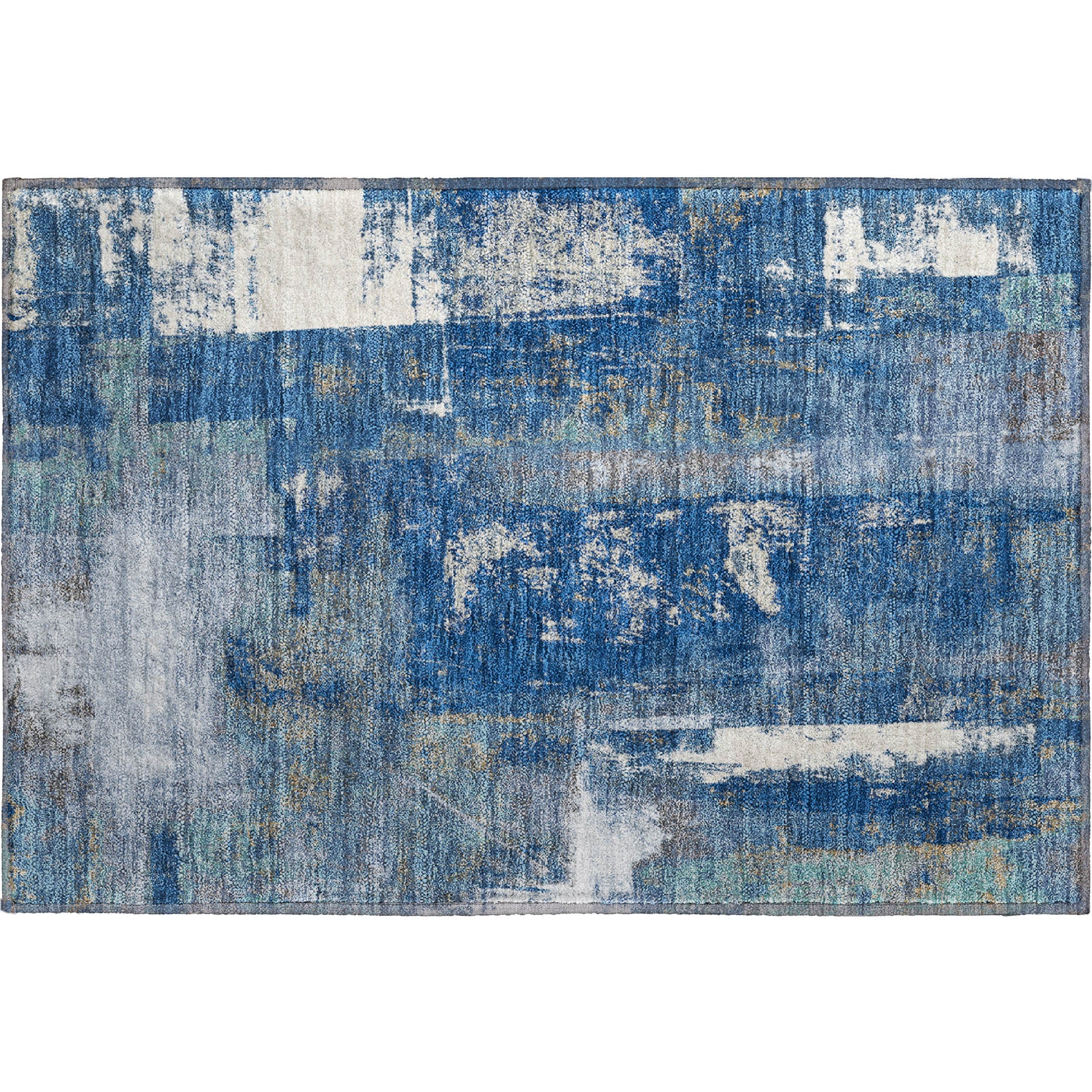 Salzburg Machine Washable Transitional Navy Blue Rug 1'8" x 2'6" #shape_Rectangle
