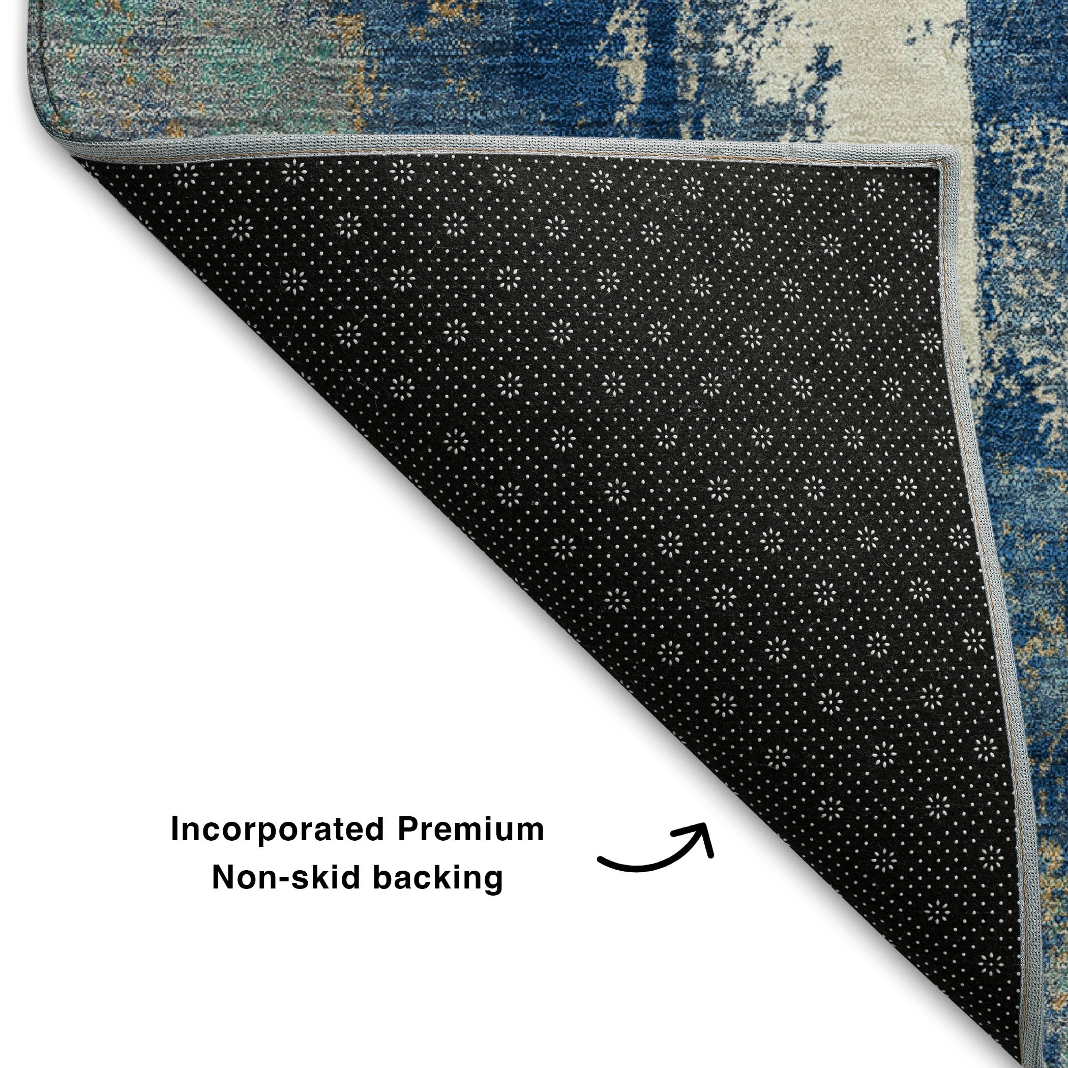 Salzburg Machine Washable Transitional Navy Blue Rug 1'8" x 2'6" #shape_Rectangle