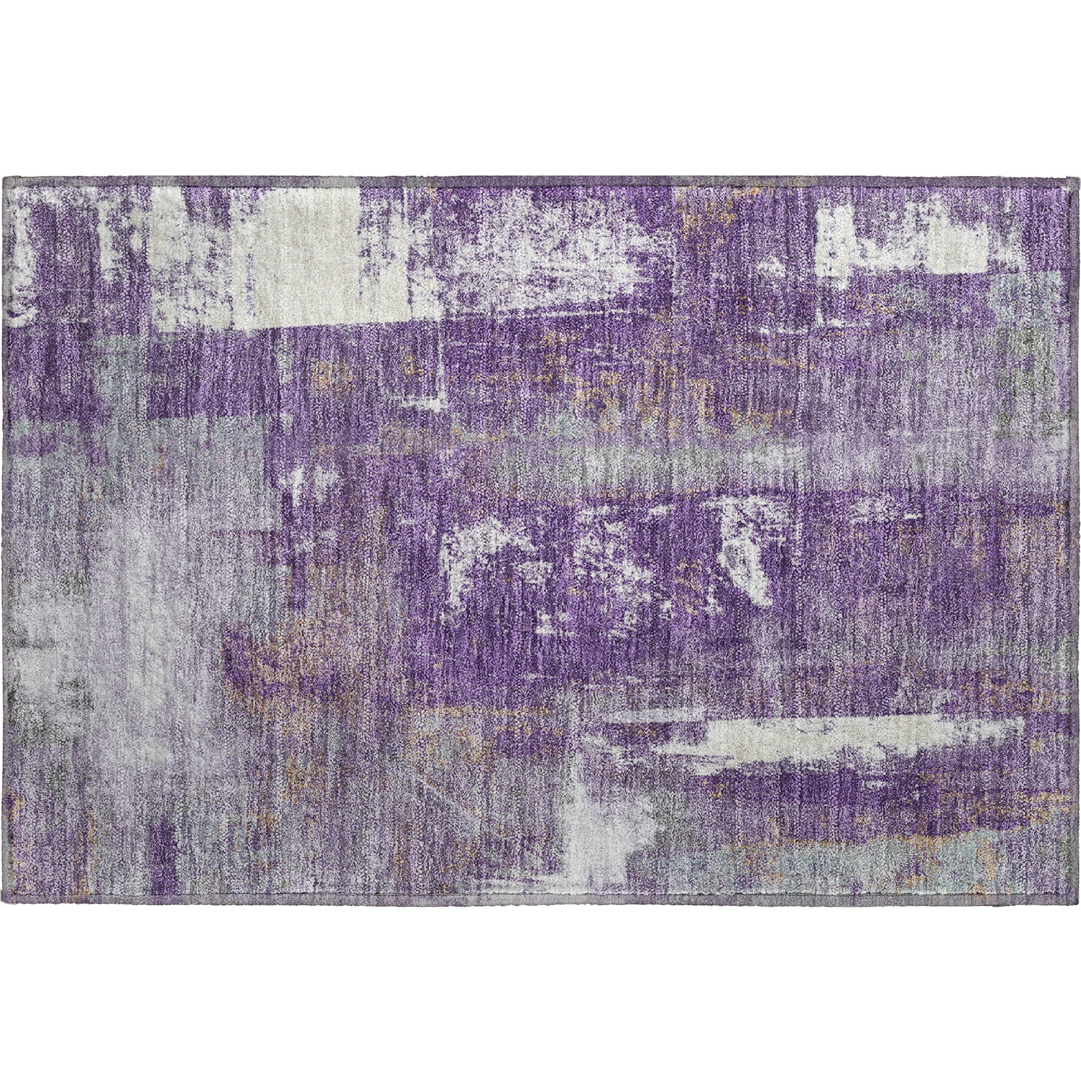 Salzburg Machine Washable Transitional Purple Rug 1'8" x 2'6" #shape_Rectangle