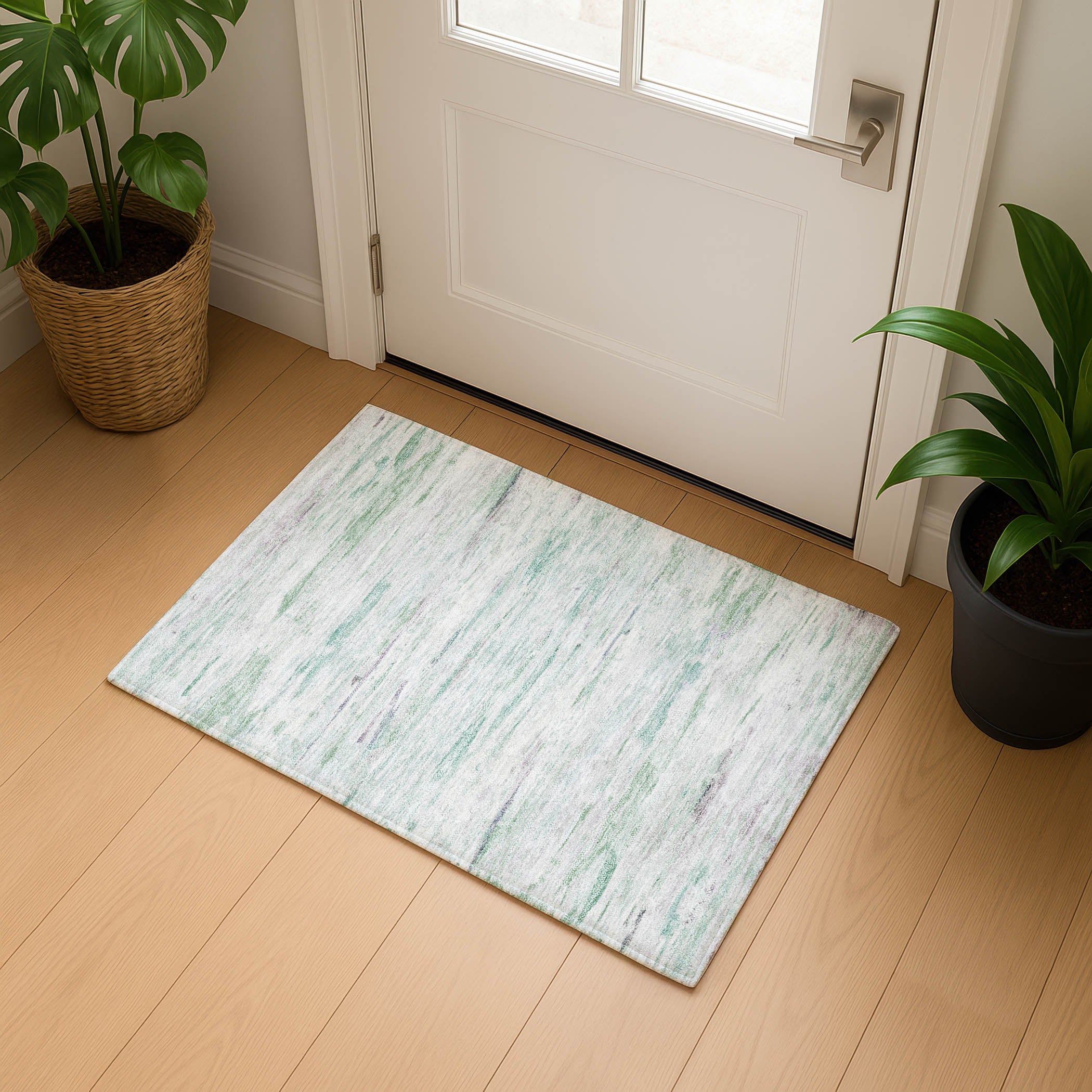 Sarajevo Machine Washable Transitional Aloe Green Rug 1'8" x 2'6" #shape_Rectangle
