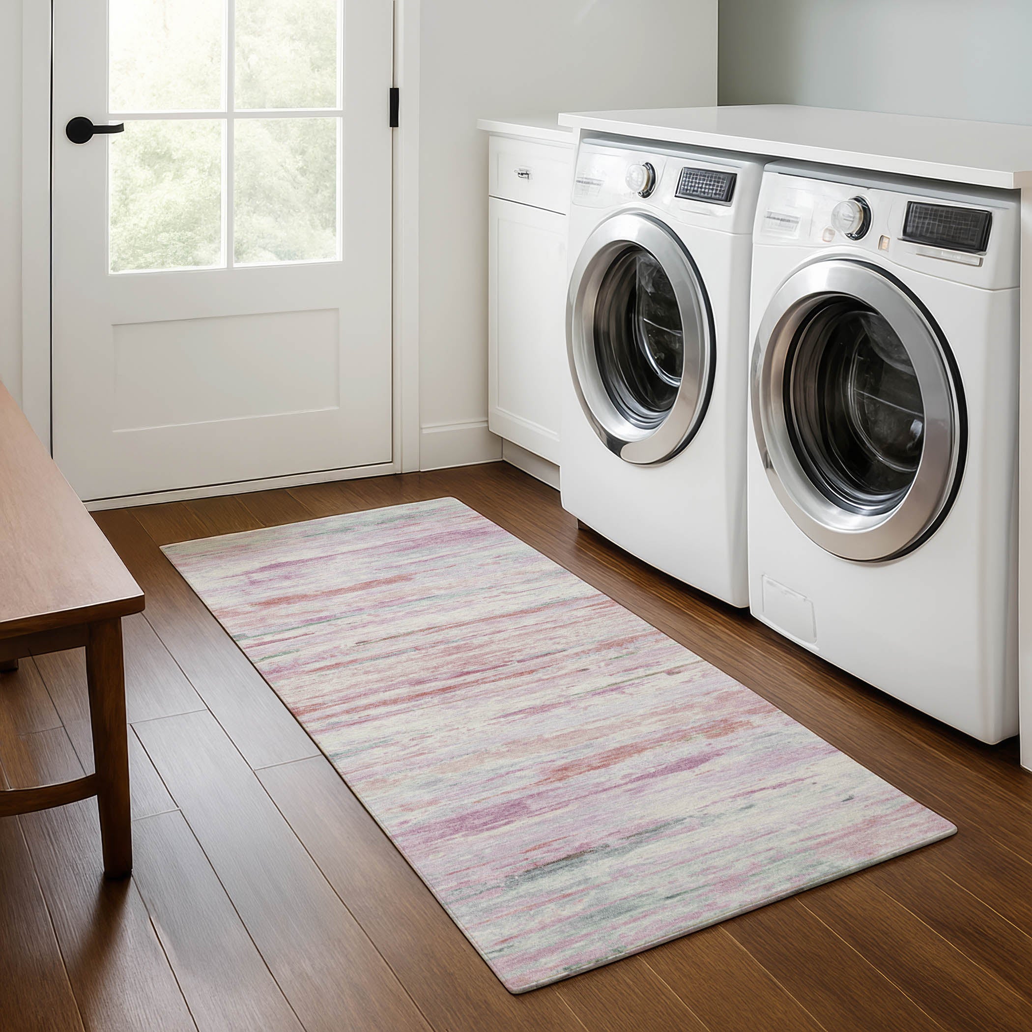 Sarajevo Machine Washable Transitional Blush Pink Rug 2'3" x 7'6" #shape_Runner