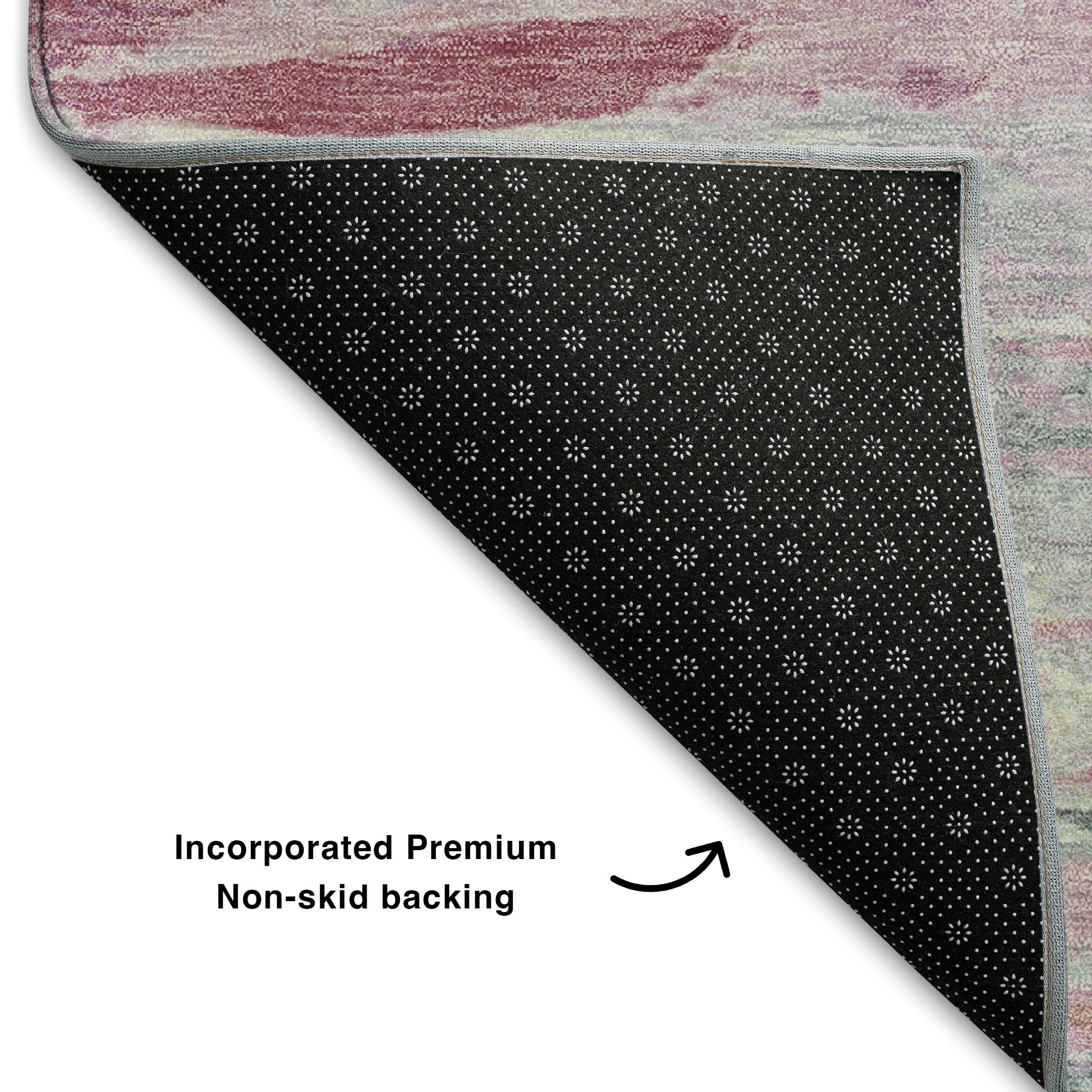 Sarajevo Machine Washable Transitional Blush Pink Rug 1'8" x 2'6" #shape_Rectangle