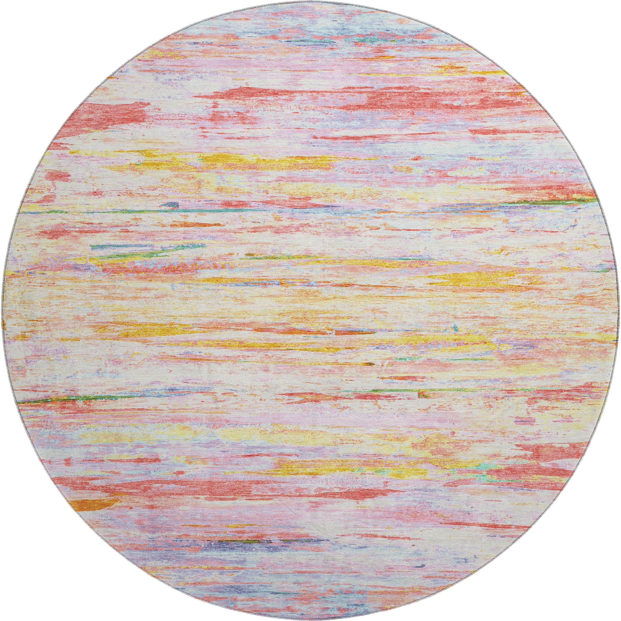 Sarajevo Machine Washable Transitional Coral Orange Rug 8' x 8' #shape_Round