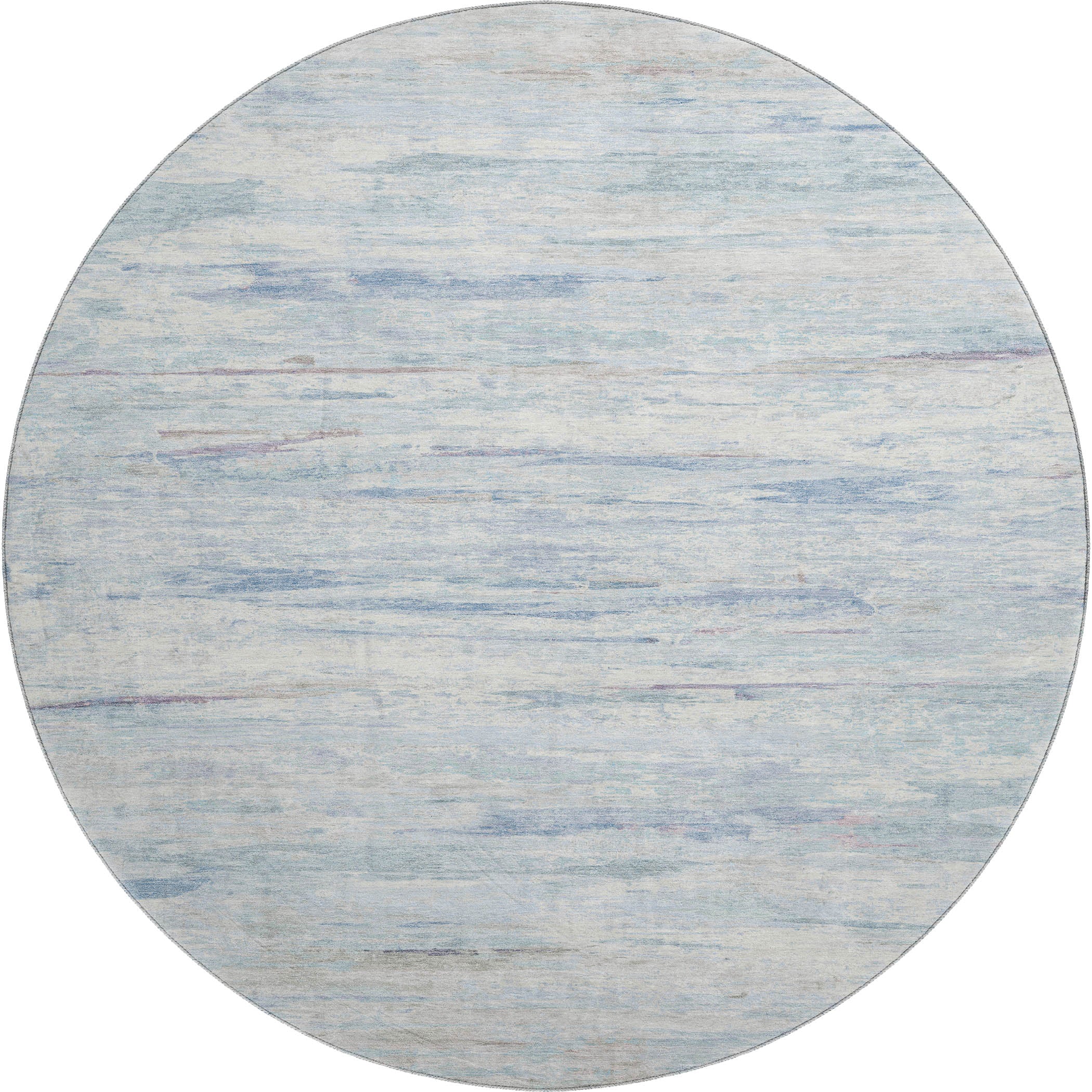 Sarajevo Machine Washable Transitional Sky Blue Rug 8' x 8' #shape_Round