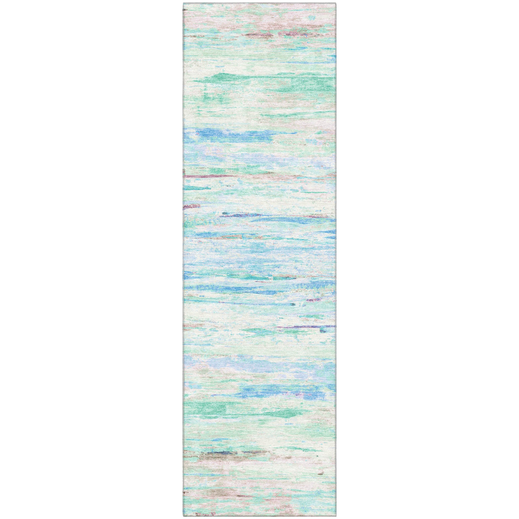 Sarajevo Machine Washable Transitional Teal Rug 2'3" x 7'6" #shape_Runner