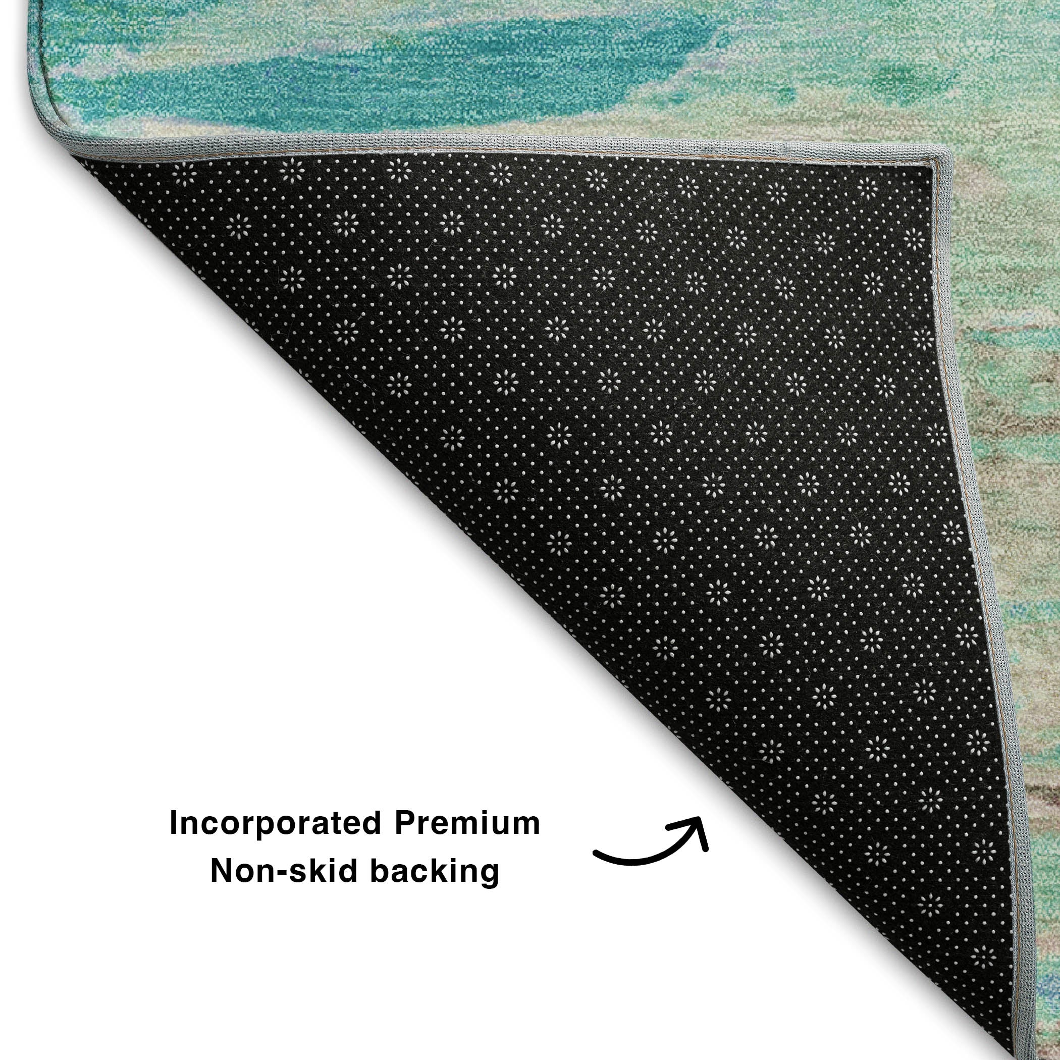 Sarajevo Machine Washable Transitional Teal Rug 1'8" x 2'6" #shape_Rectangle