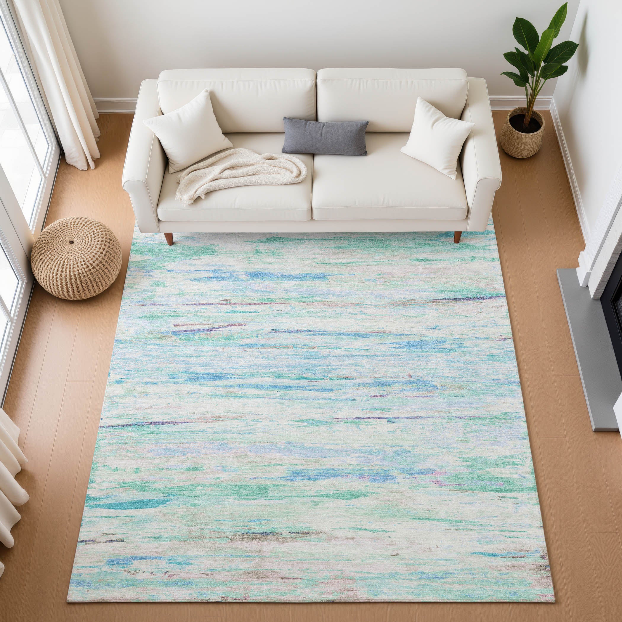 Sarajevo Machine Washable Transitional Teal Rug 2'6" x 3'10" #shape_Rectangle