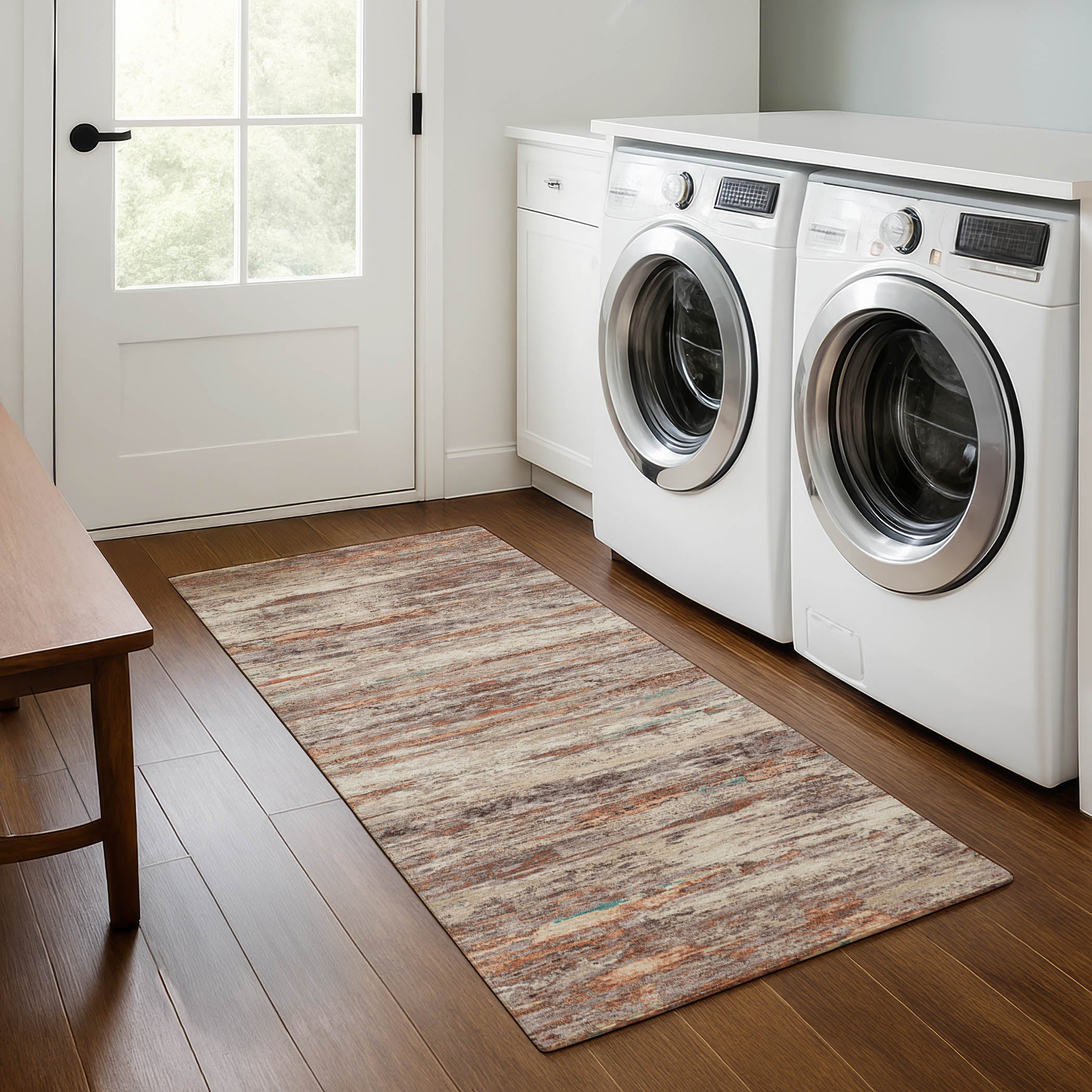 Sarajevo Machine Washable Transitional Terracotta Orange Rug 2'3" x 7'6" #shape_Runner