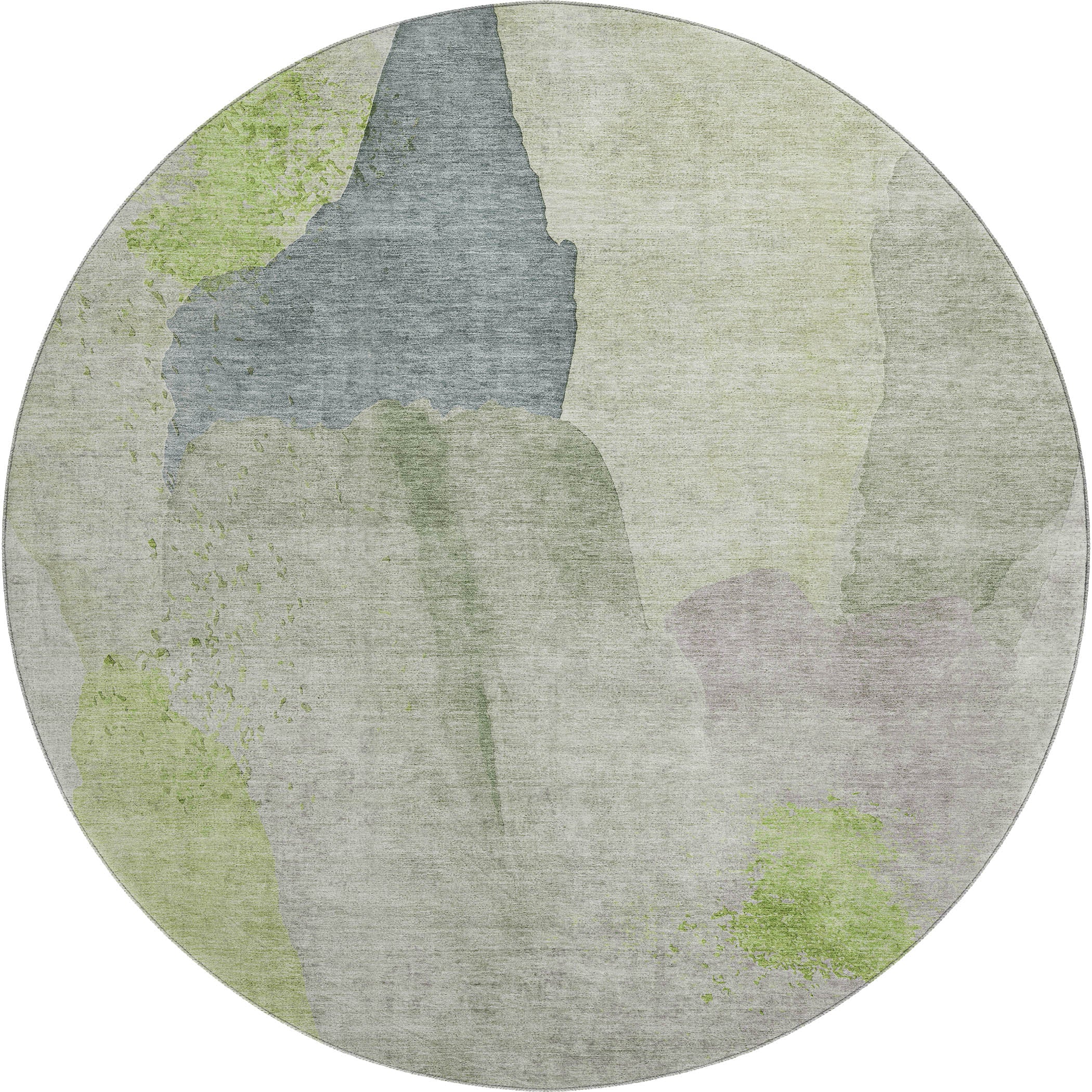 Mostar Machine Washable Transitional Aloe Green Rug 8' x 8' #shape_Round