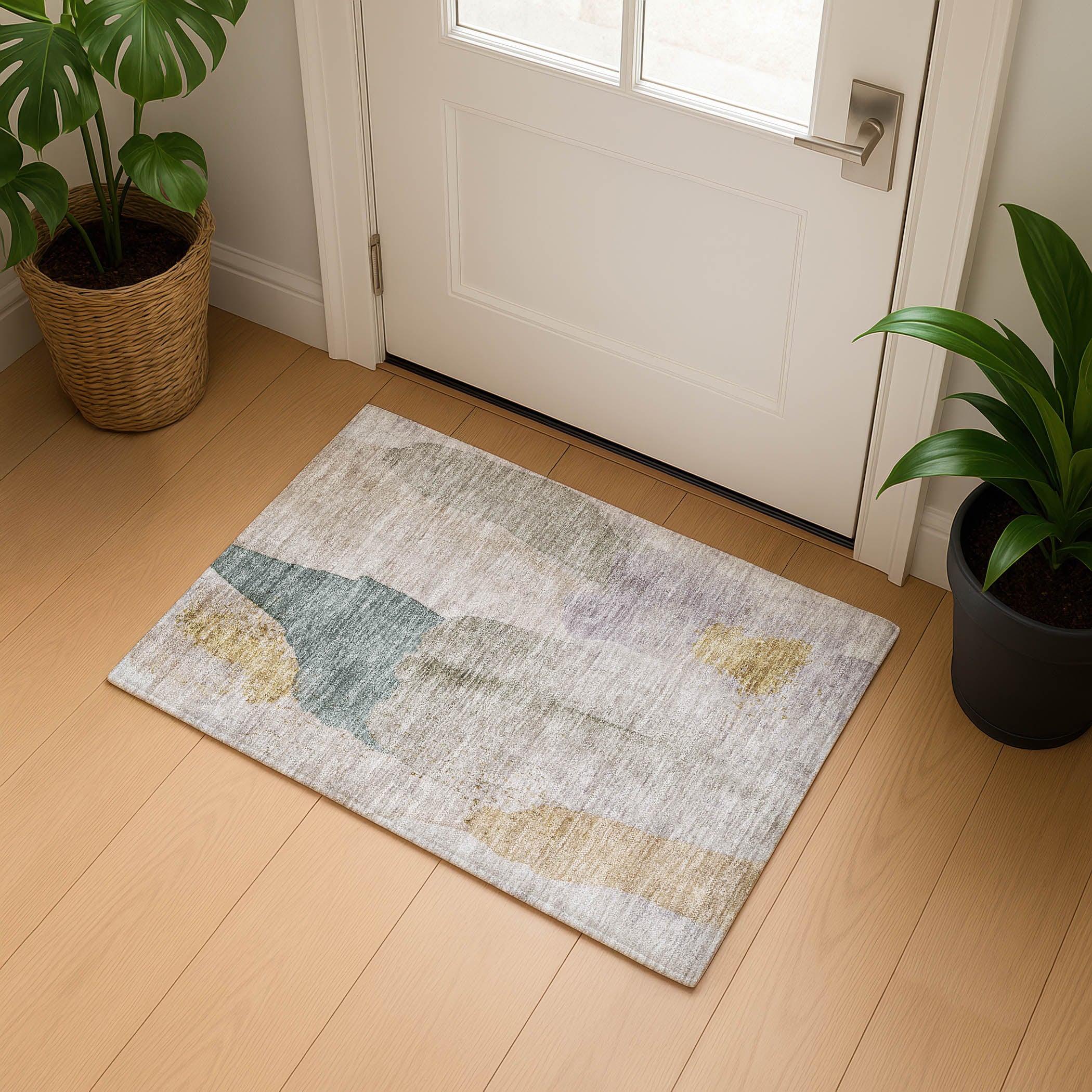 Mostar Machine Washable Transitional Beige Brown Rug 1'8" x 2'6" #shape_Rectangle