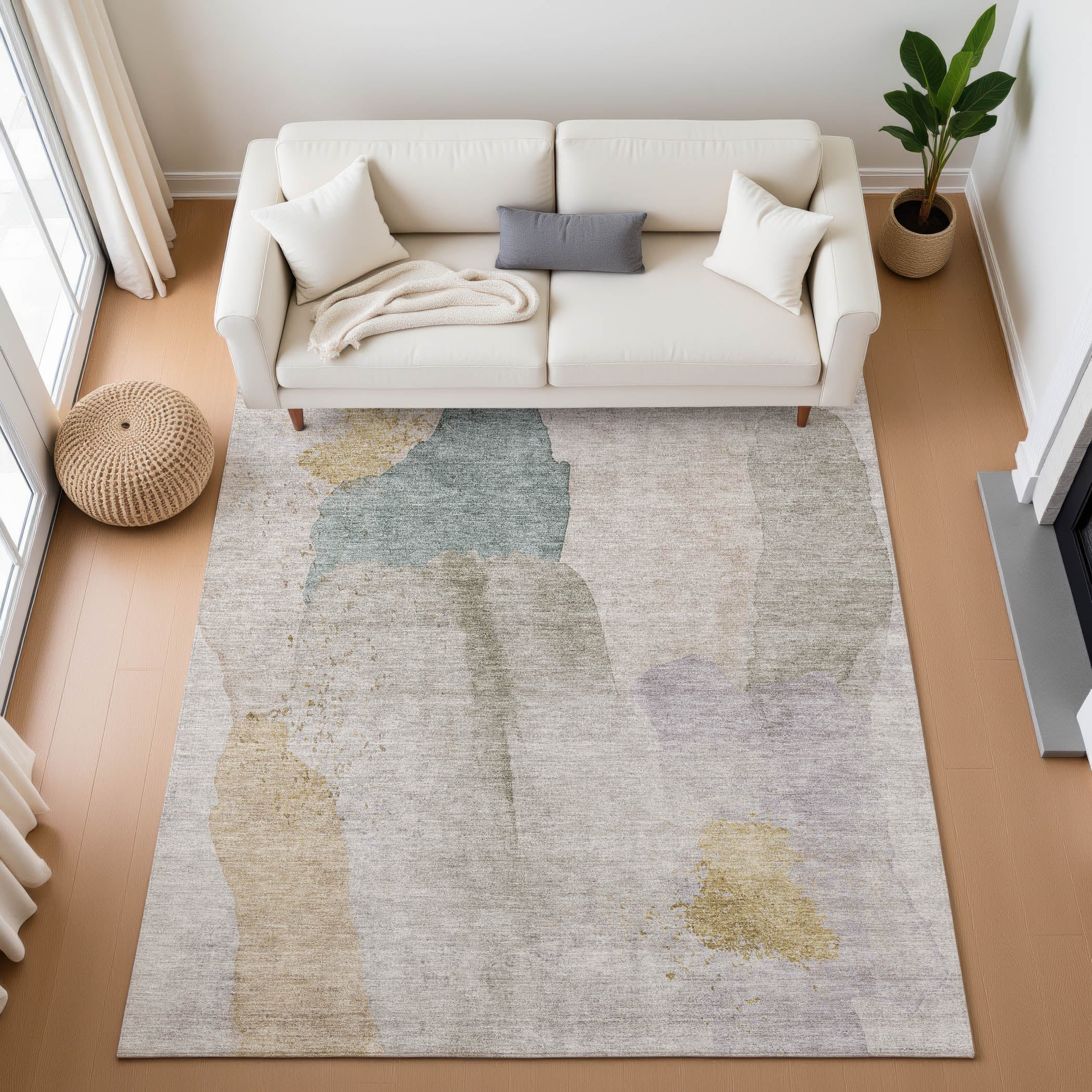 Mostar Machine Washable Transitional Beige Brown Rug 2'6" x 3'10" #shape_Rectangle