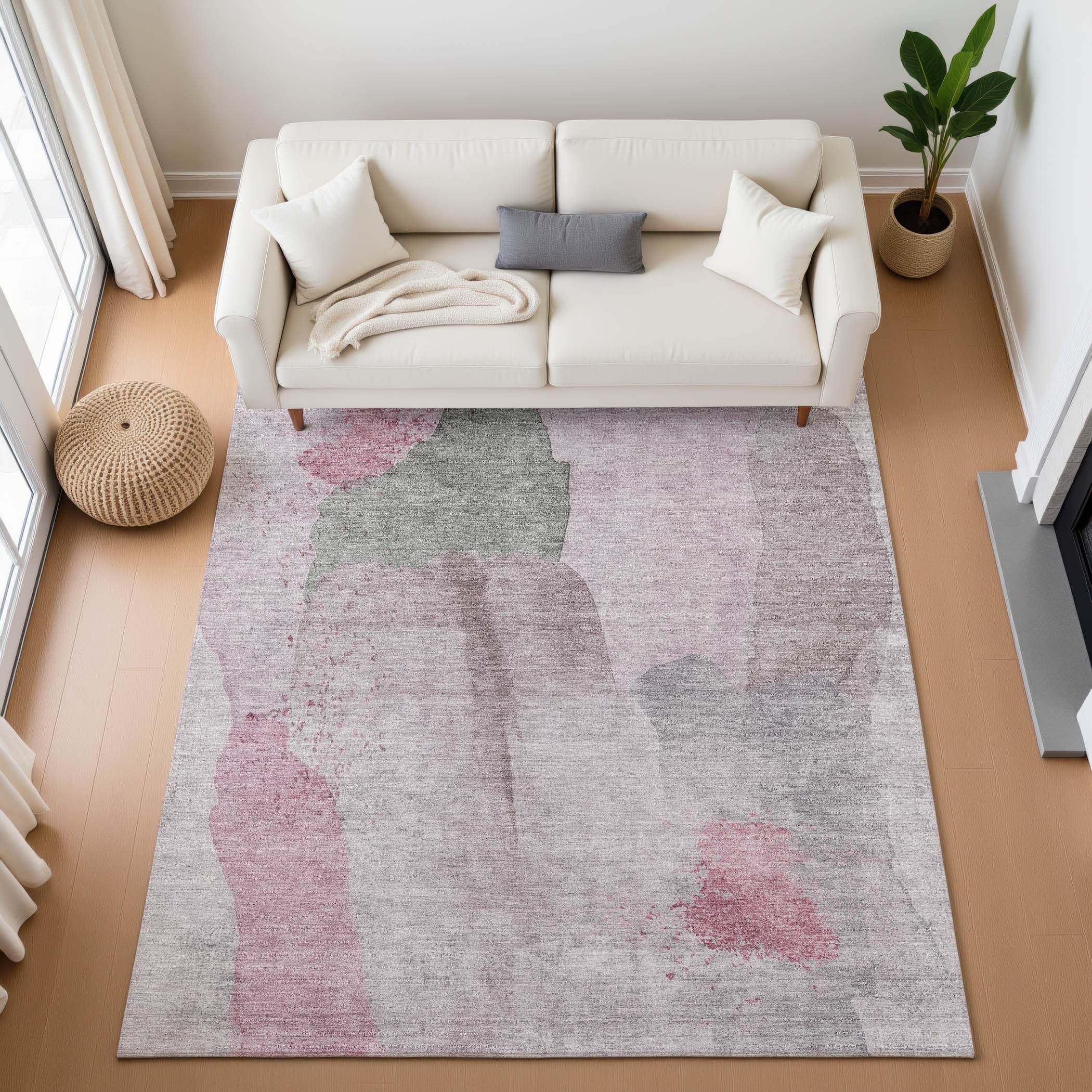Mostar Machine Washable Transitional Blush Pink Rug 2'6" x 3'10" #shape_Rectangle