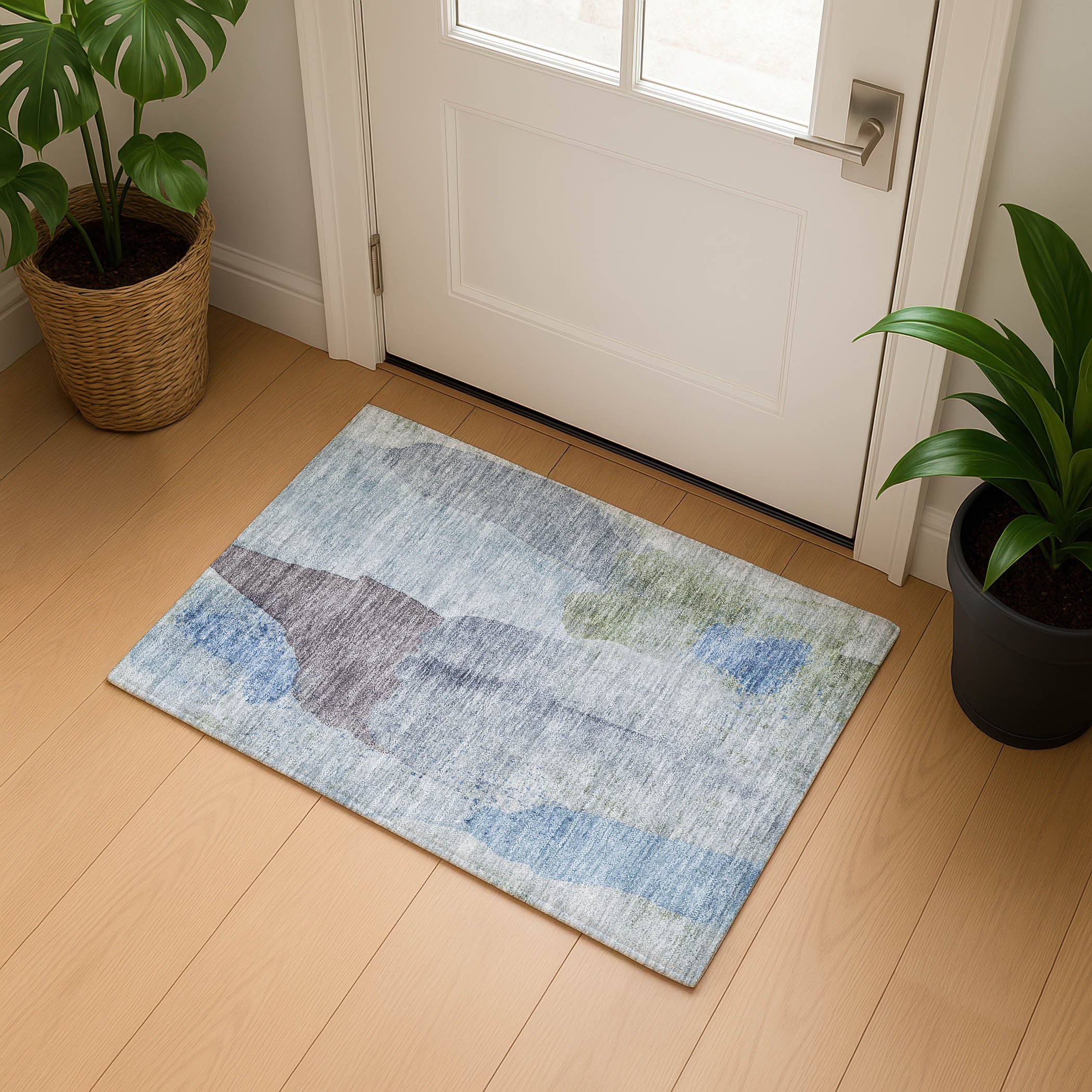 Mostar Machine Washable Transitional Denim Blue Rug 1'8" x 2'6" #shape_Rectangle