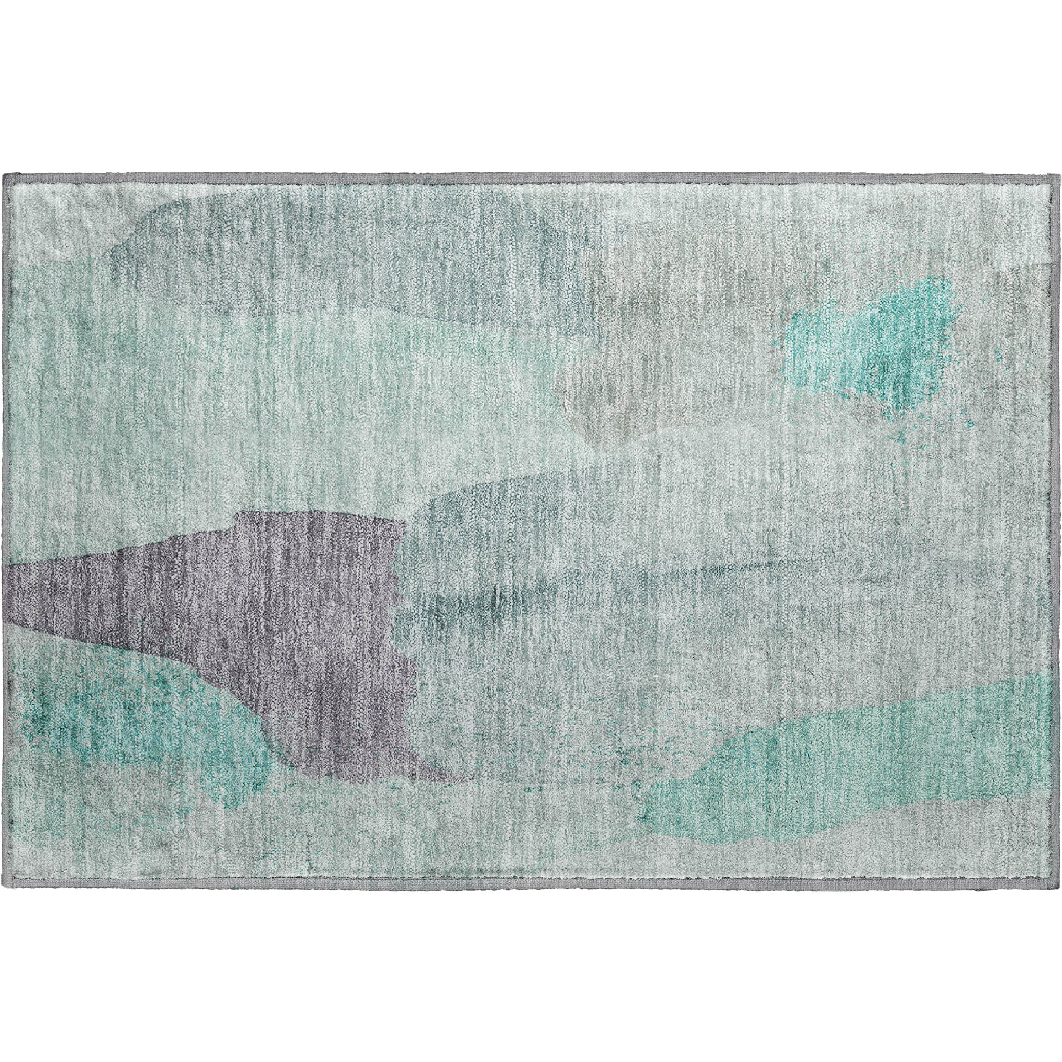Mostar Machine Washable Transitional Teal Rug 1'8" x 2'6" #shape_Rectangle