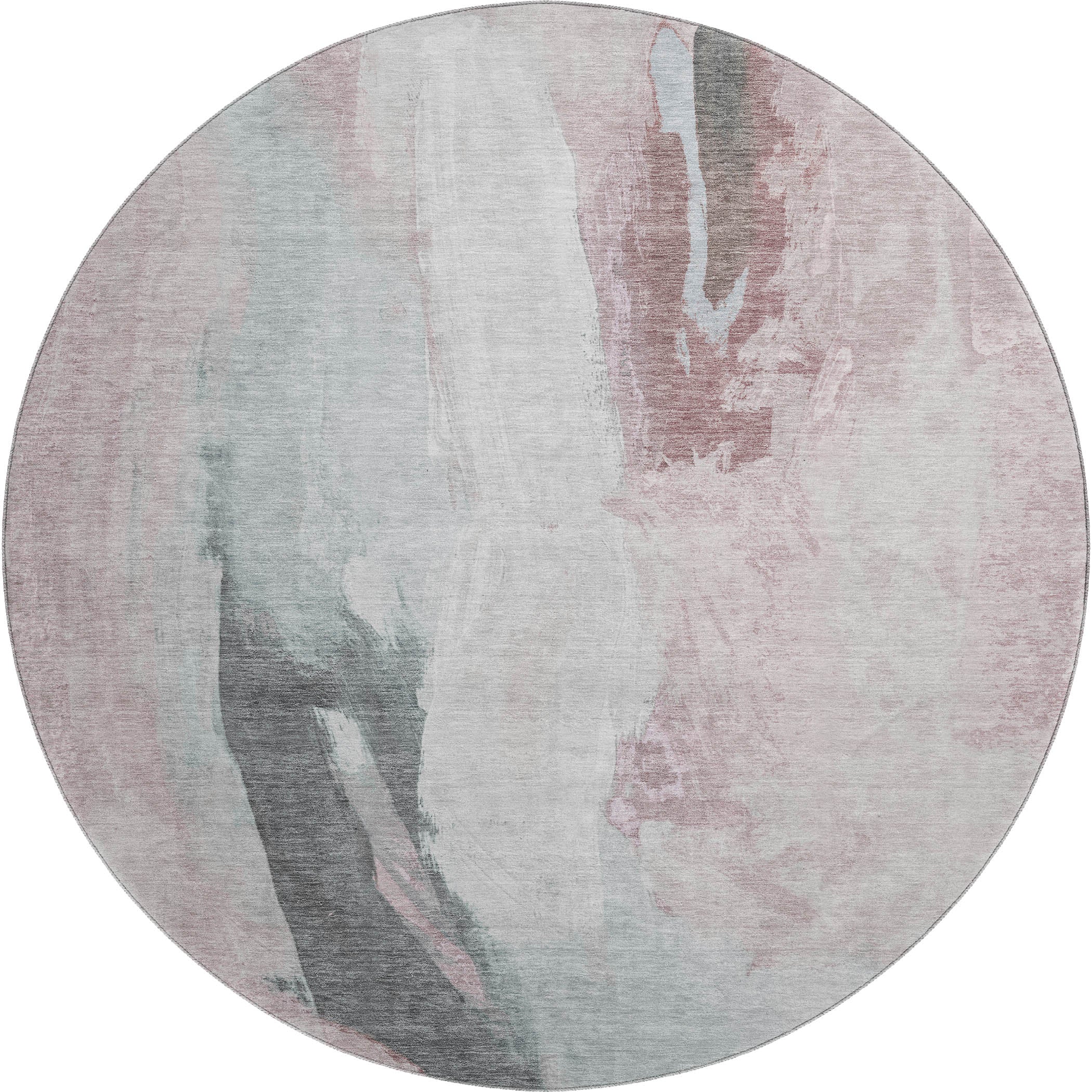 Rome Machine Washable Transitional Blush Pink Rug 8' x 8' #shape_Round