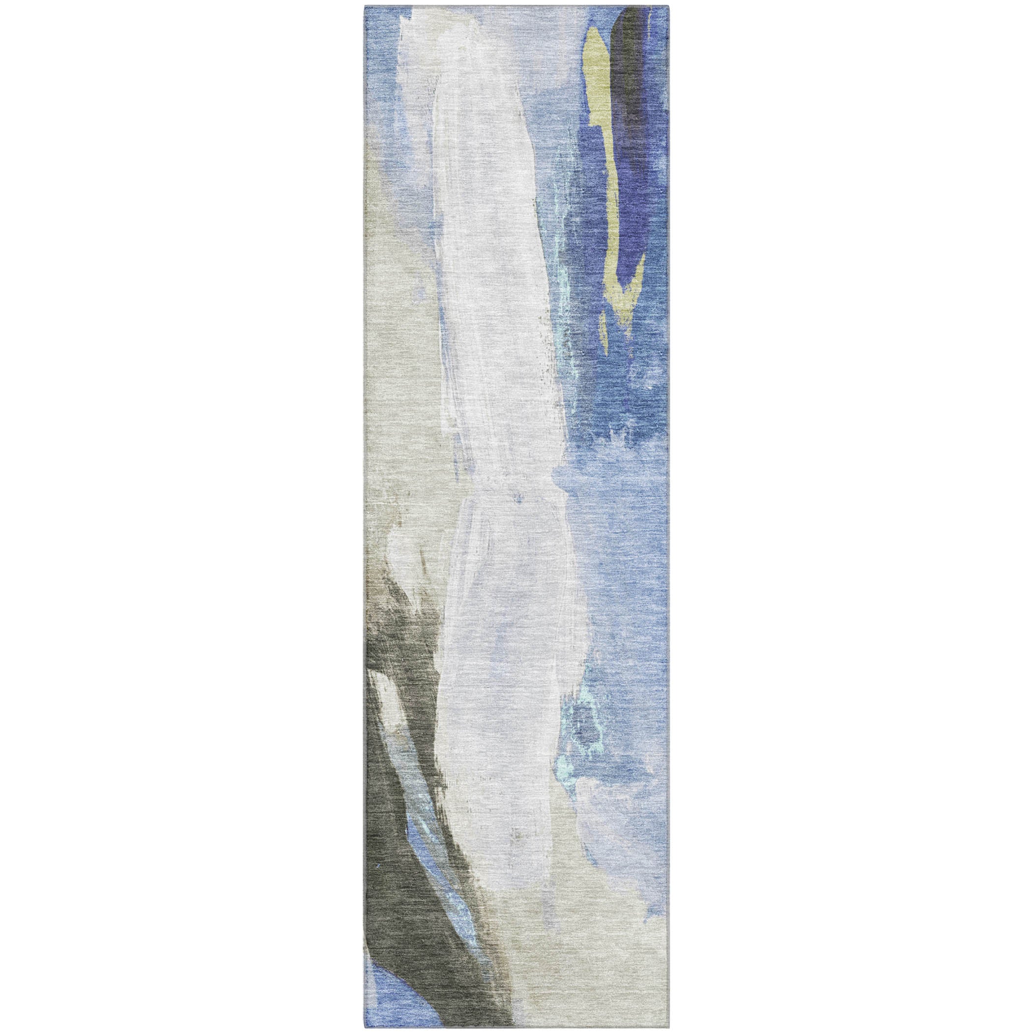 Rome Machine Washable Transitional Denim Blue Rug 2'3" x 7'6" #shape_Runner