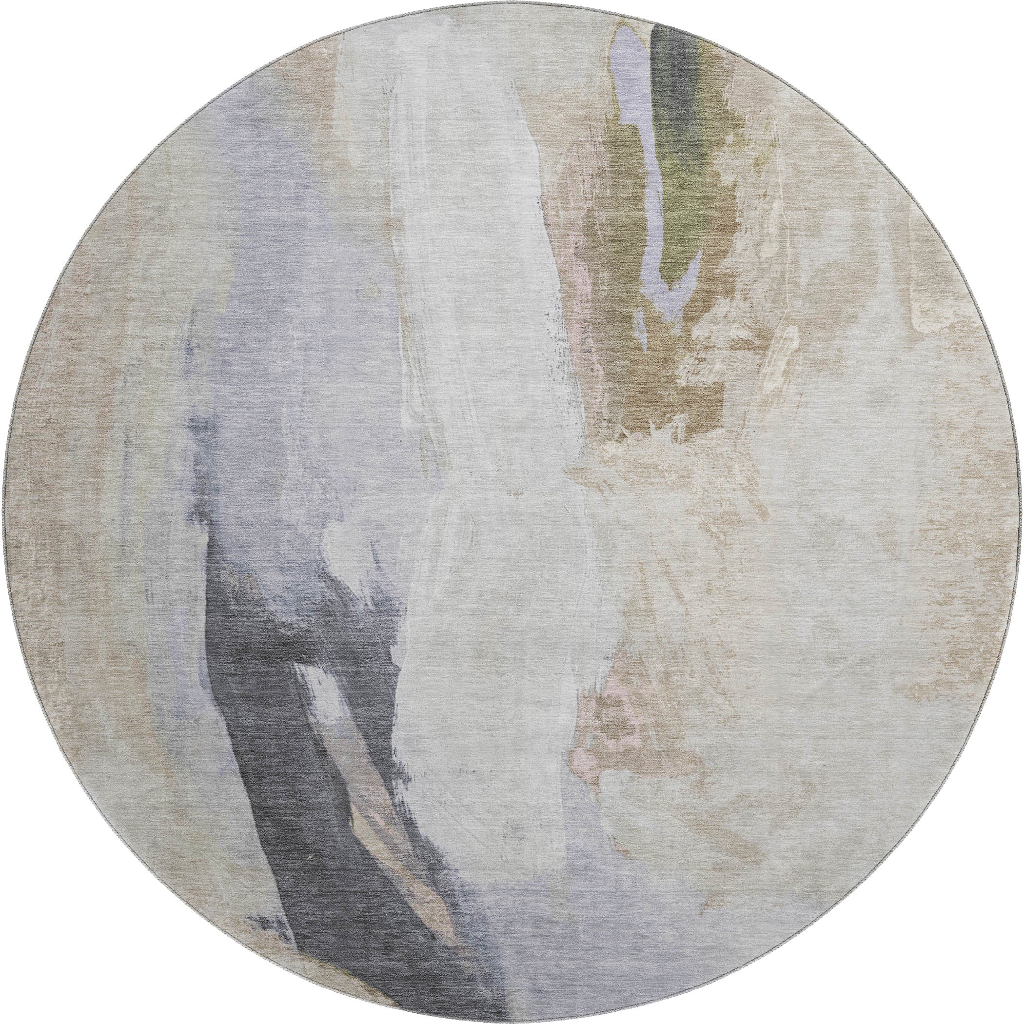 Rome Machine Washable Transitional Ivory Rug 8' x 8' #shape_Round
