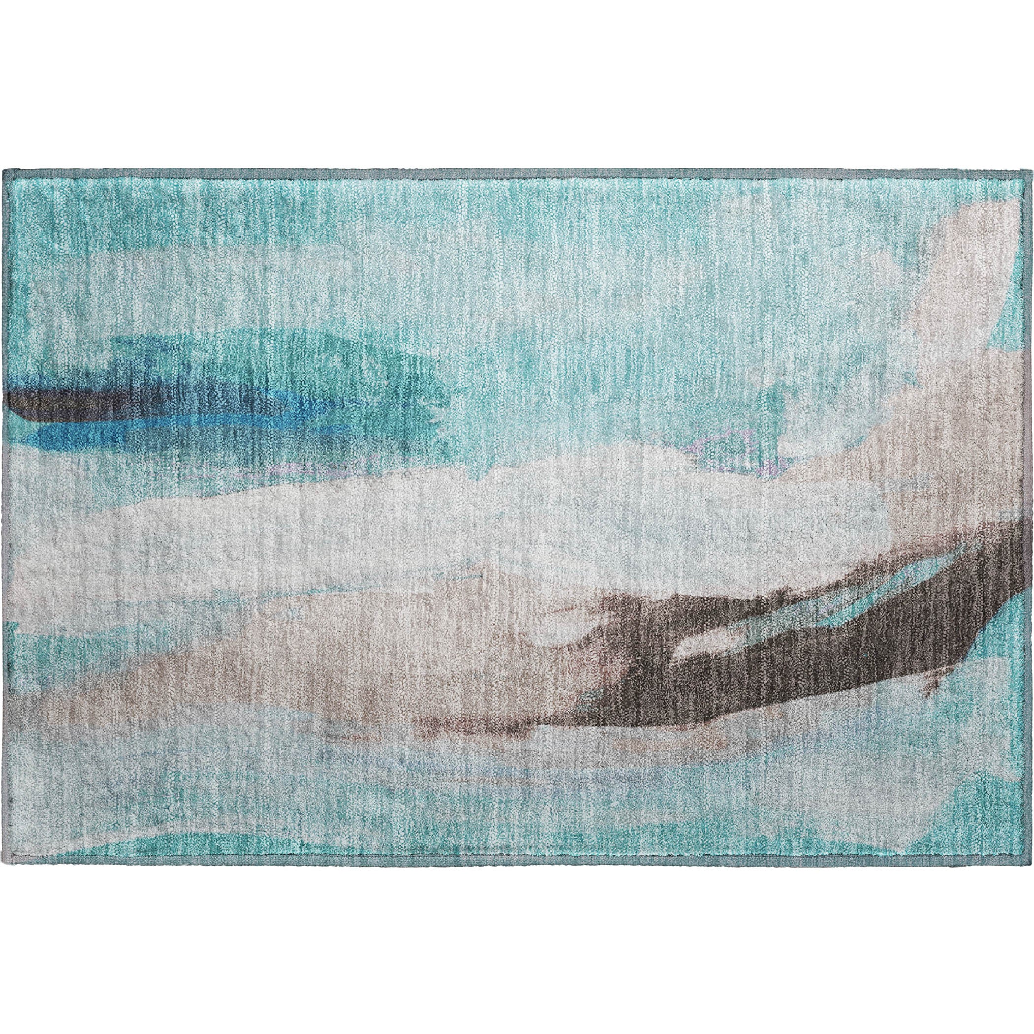 Rome Machine Washable Transitional Teal Rug 1'8" x 2'6" #shape_Rectangle