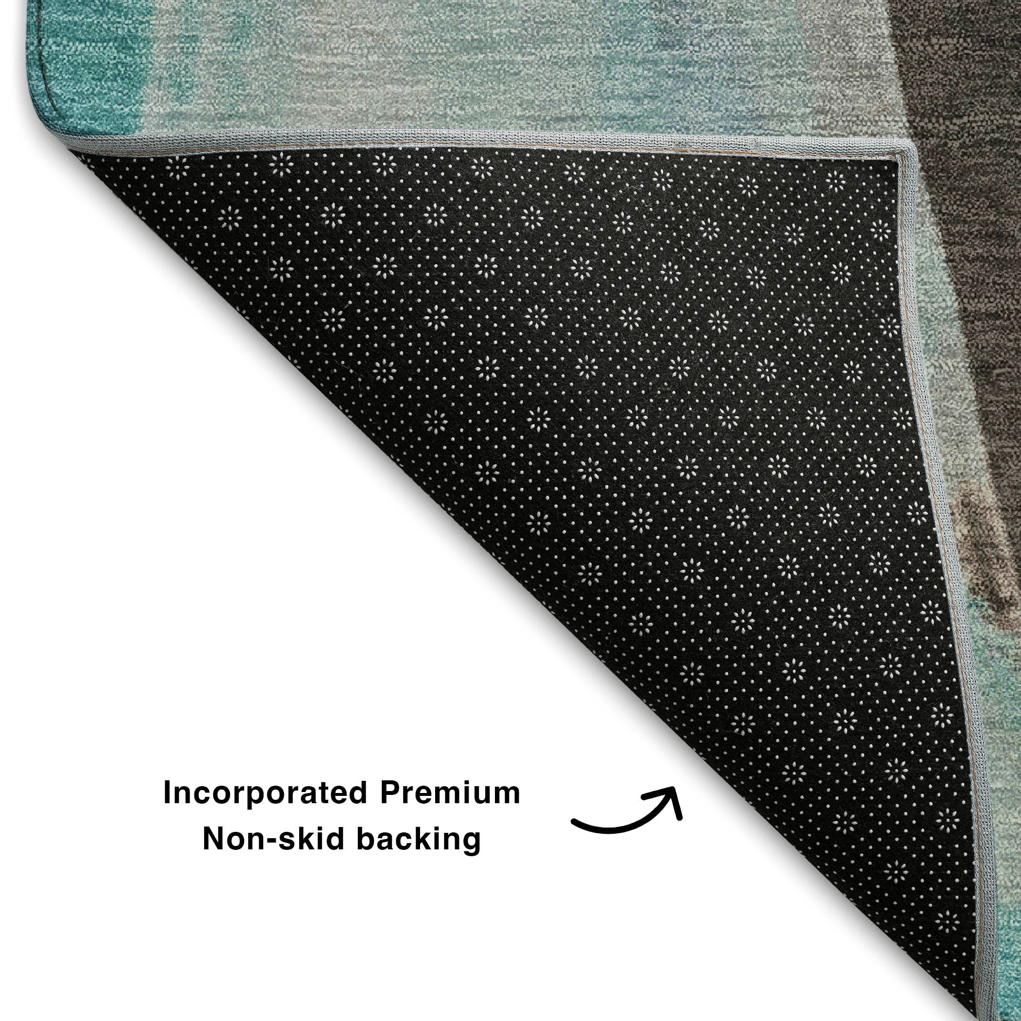 Rome Machine Washable Transitional Teal Rug 1'8" x 2'6" #shape_Rectangle