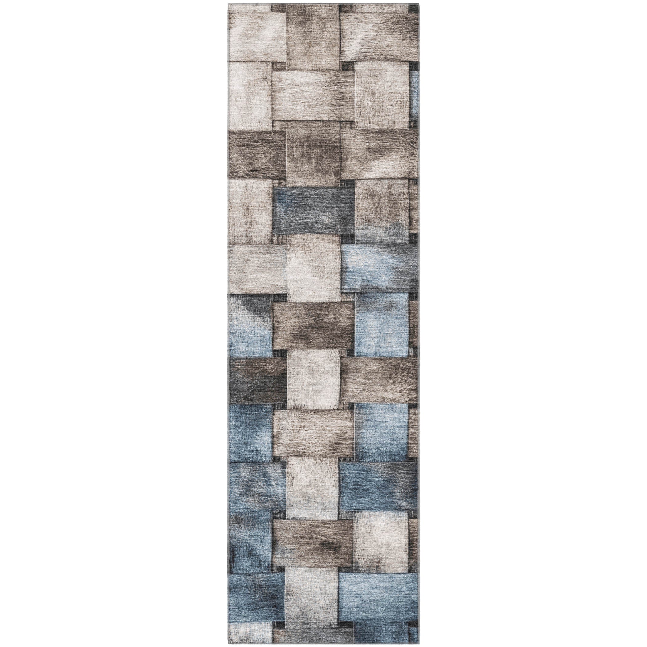 Vienna Machine Washable Transitional Taupe Brown Rug 2'3" x 7'6" #shape_Runner