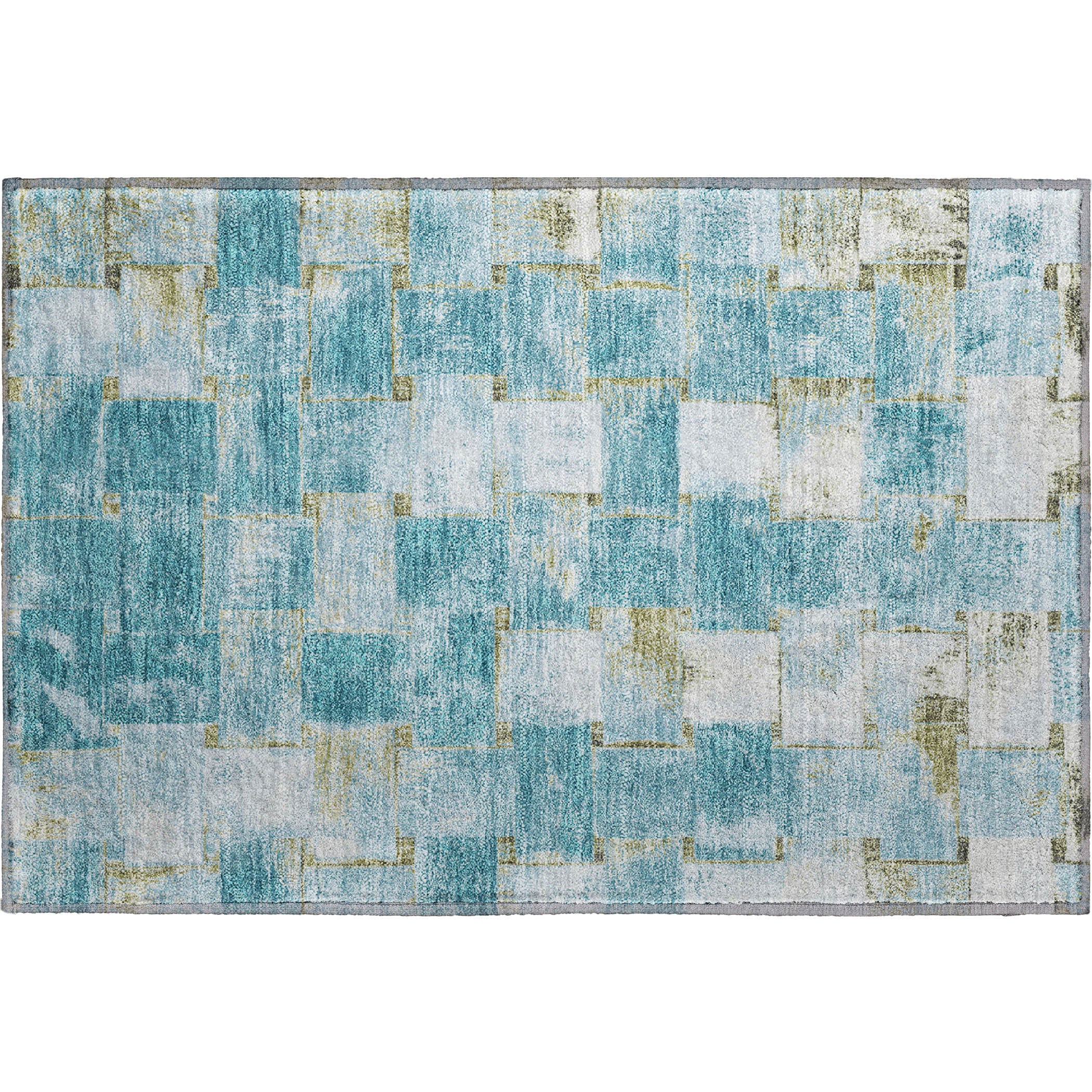 Vienna Machine Washable Transitional Teal Rug 1'8" x 2'6" #shape_Rectangle